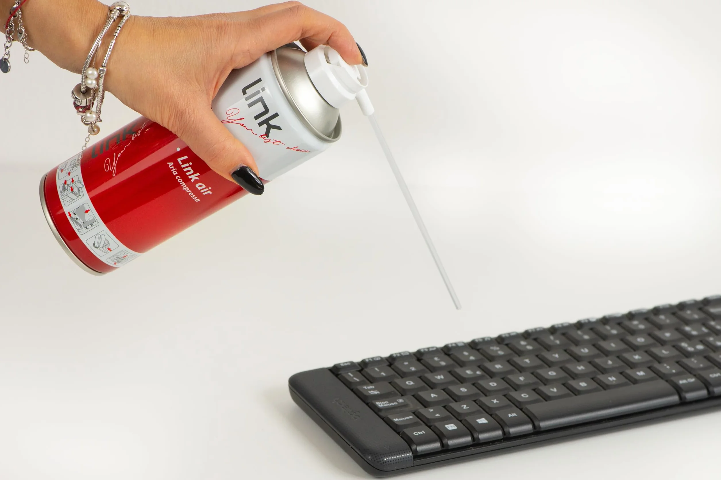 12 PEZZI bombolette aria compressa spray 400 ml LINK pressurizzata con cannuccia per pulizia pc, dispositivi elettronici e su ogni parte difficile da raggiungere by Dimensione Elettronica