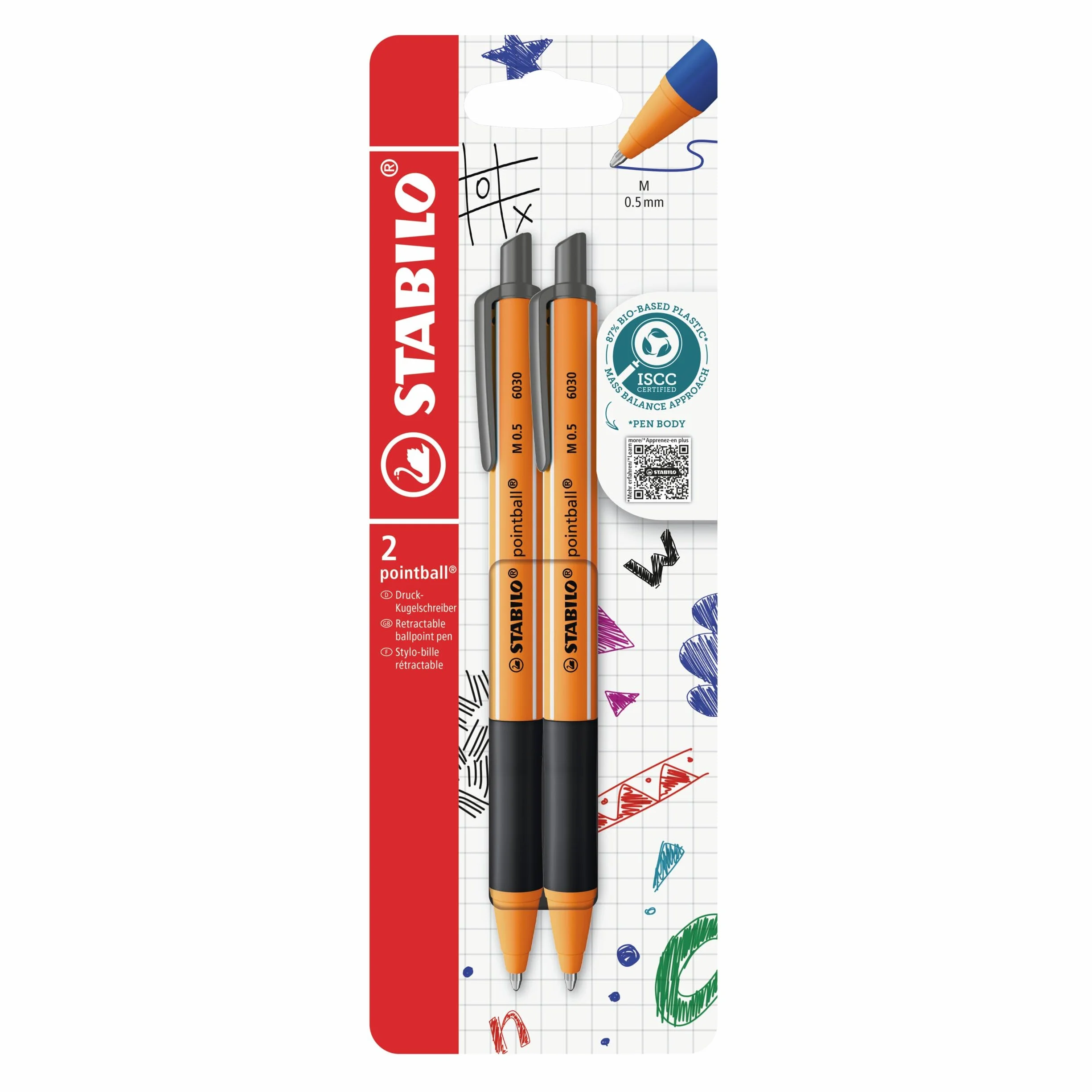 STABILO pointball Penna a Sfera Ecosostenibile CO2 neutral Pack da 2 Nero