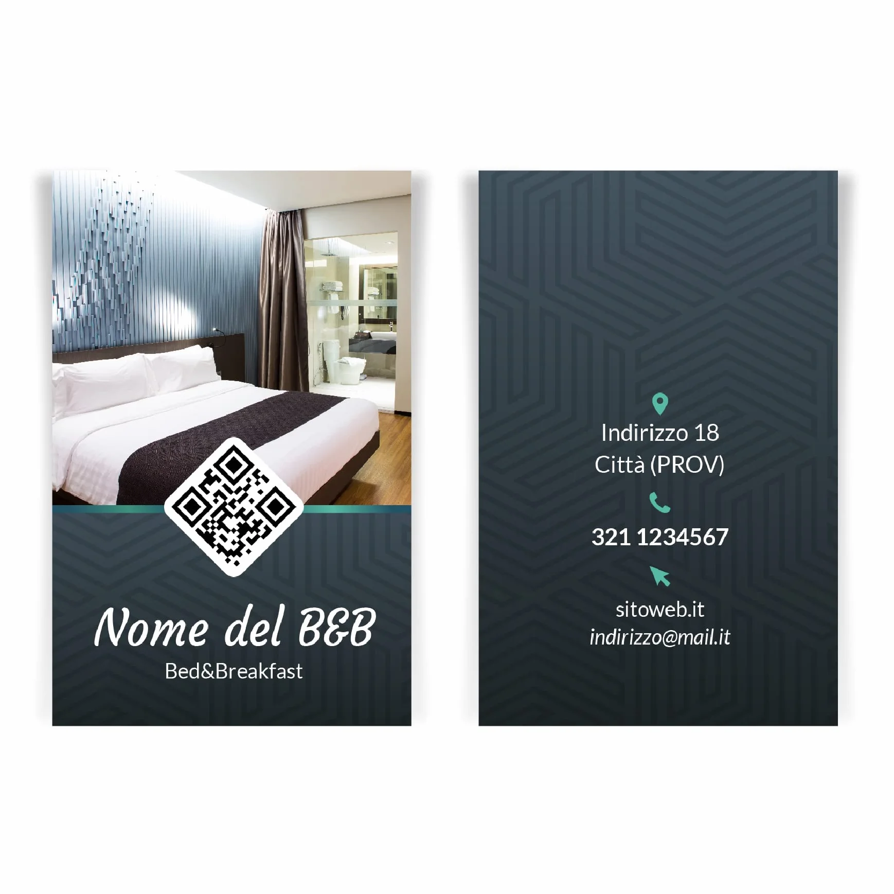 Biglietti da Visita personalizzabili Fronte Retro - Con codice QR - Maps - Personalizzabili Online - Bed & Breakfast - Hotel - Affittacamere (100)