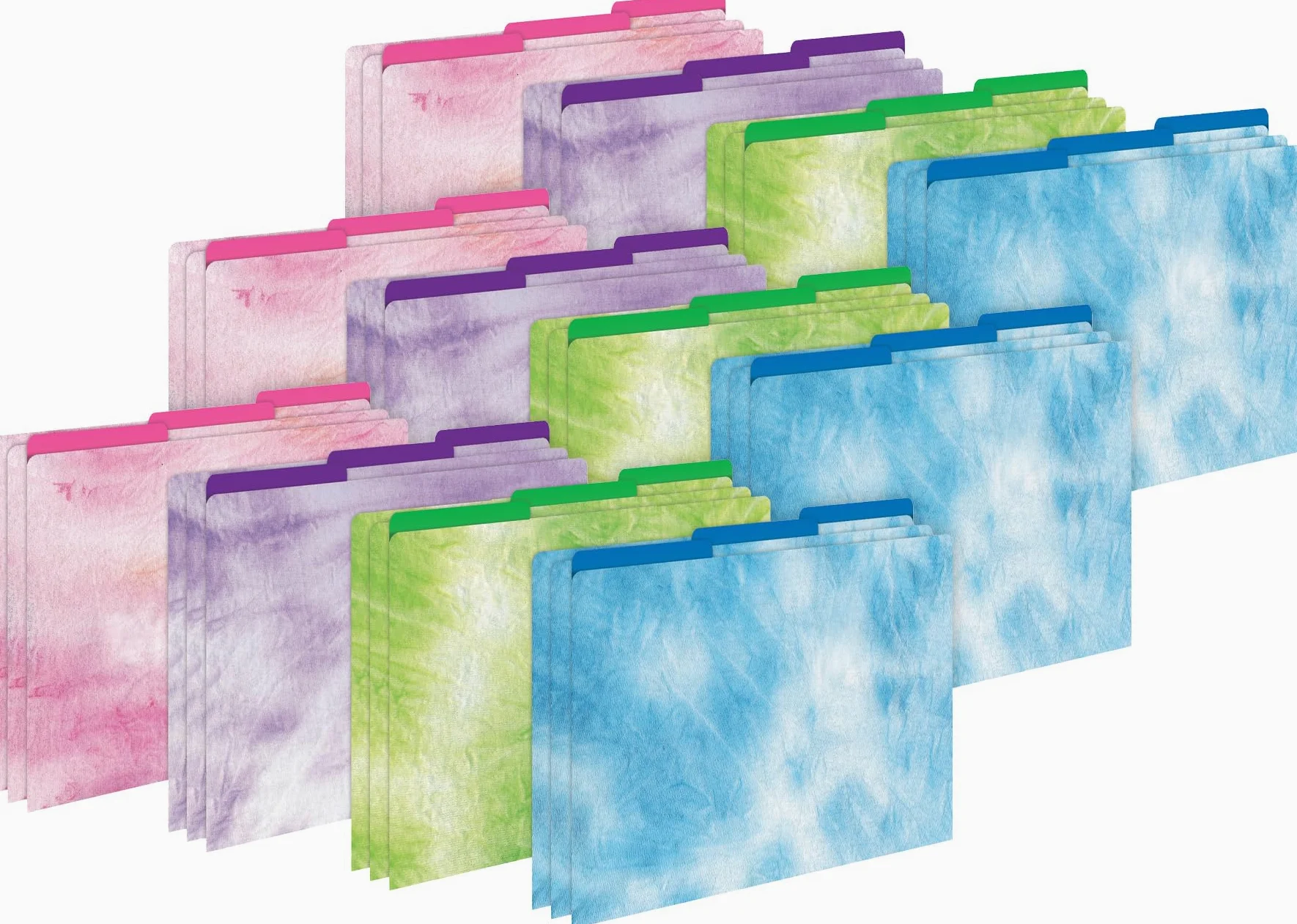 Barker Creek Cartelline portadocumenti di design su cartoncino da 14 punti, tie-dye e ombré, set multi-design con disegni tie-dye all'esterno, vivaci colori ombré all'interno, formato lettera,