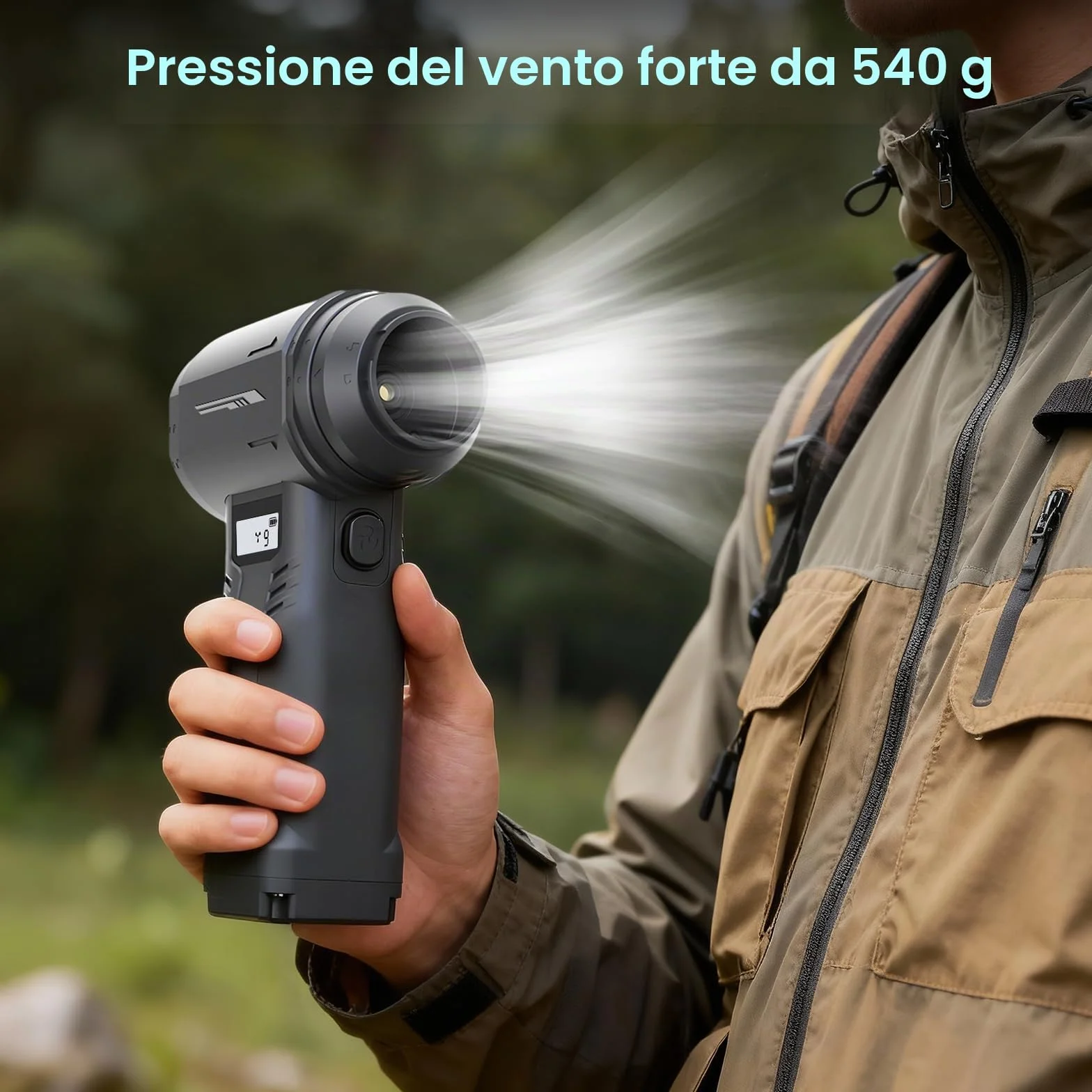 Soffiatore ad Aria Compressa, Ventola a 9 Velocità, 130000giri/min, Pressione del Vento 540g, con Luce LED e Display HD, Ricarica di Tipo C, per la Rimozione Della Polvere da Computer, Case e Veicoli