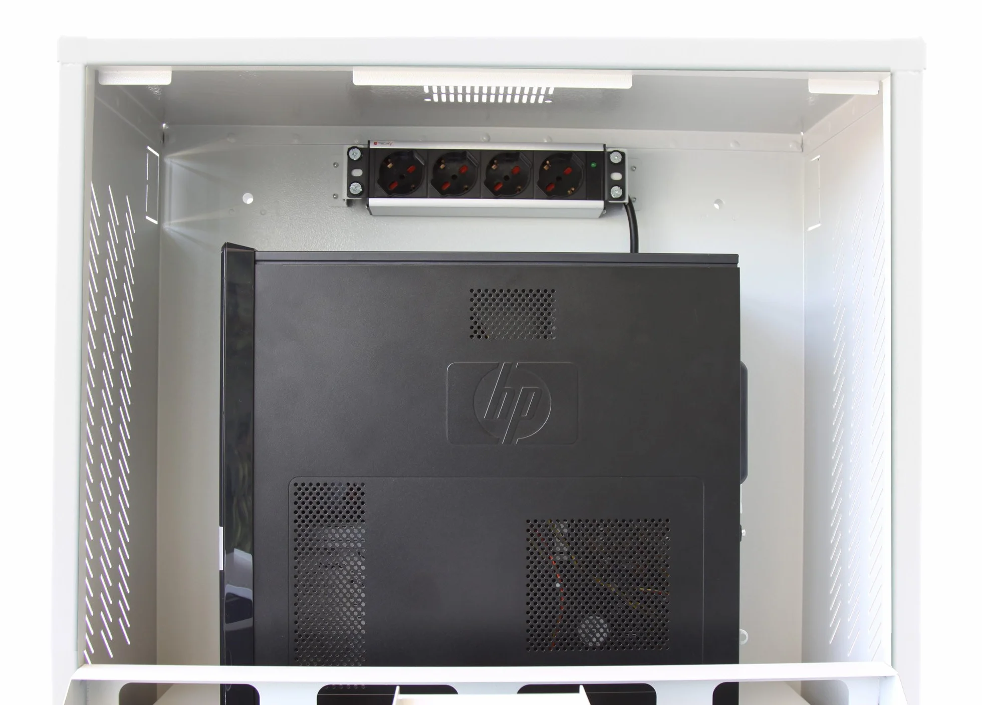 Techly Professional 104899 Armadio di Sicurezza per PC, Monitor LCD e Tastiera Bianco Bianco