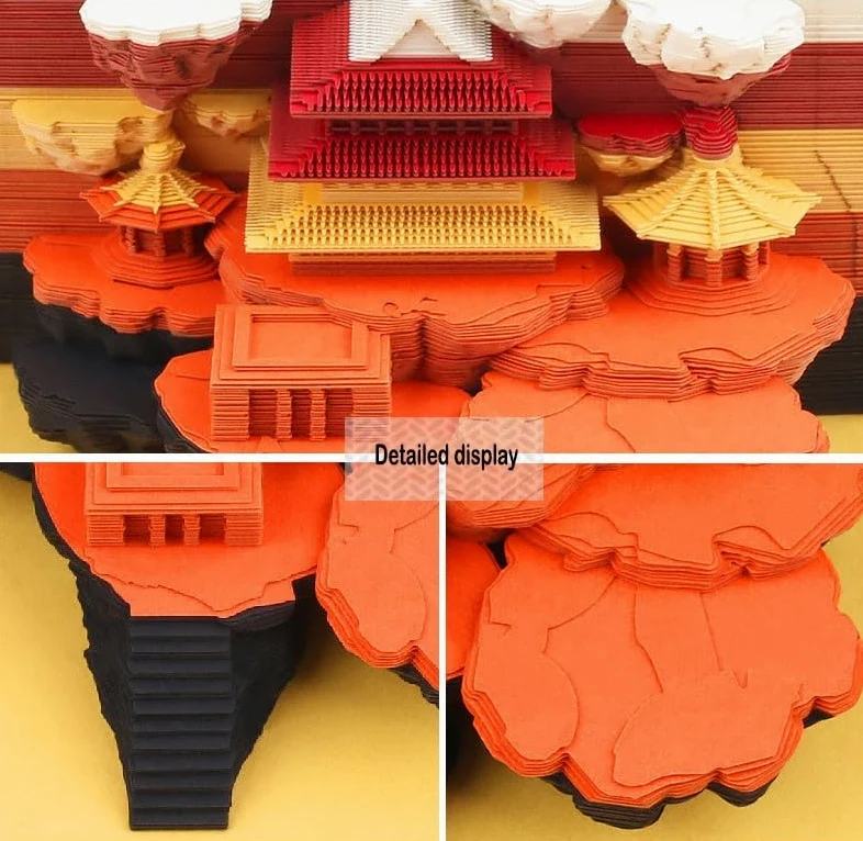 3D Memo pad, Carta Arte Note Adesive Modello Di Costruzione Di Sculture In Carta Fai-Da-Te Adatto per Decorazioni Domestiche con Scatola Di Visualizzazione In Acrilico Trasparente