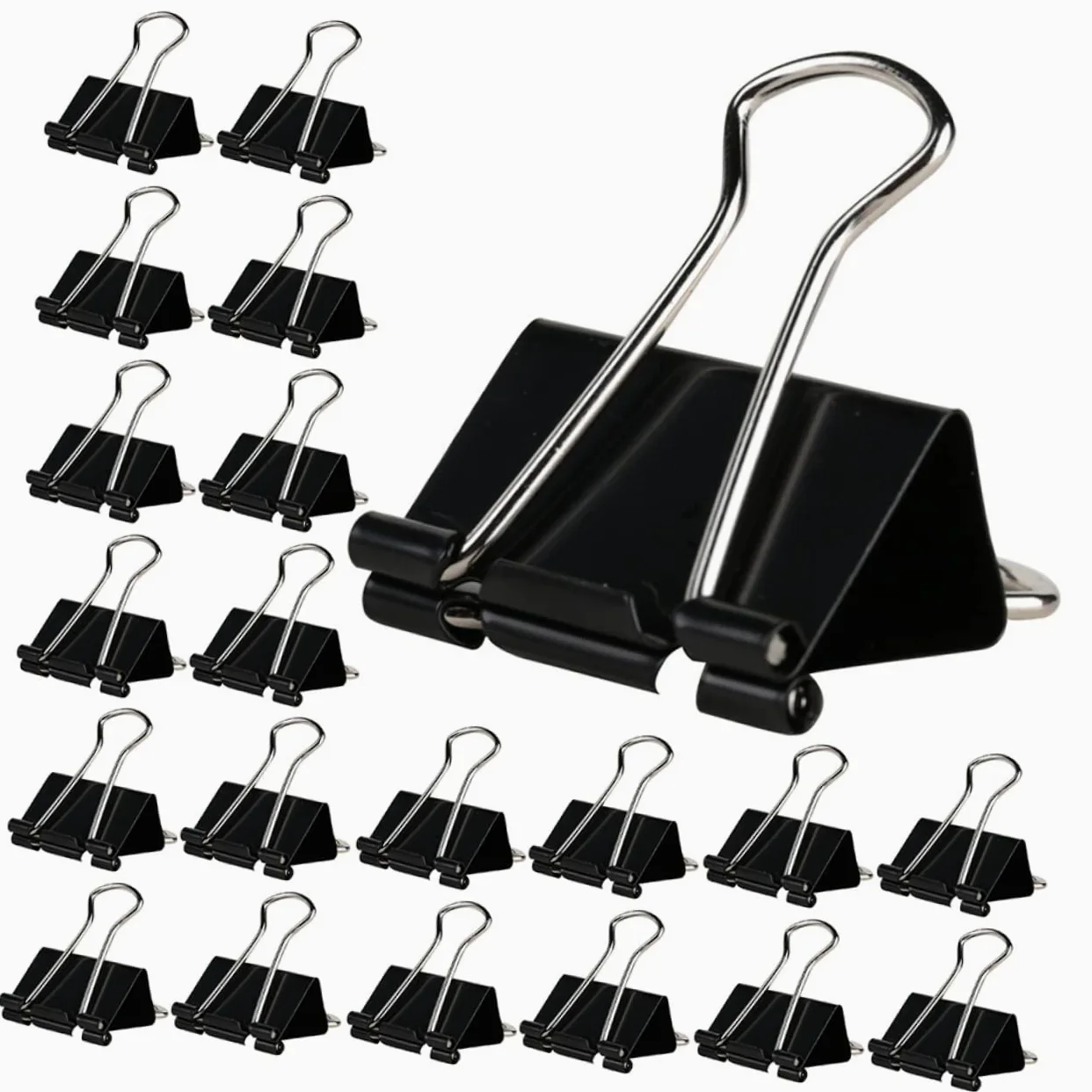 Clip Fermagli per Raccoglitori Aziendali Neri 36 Pezzi in Ferro | Cancelleria Scolastica, Back To School Party, Graffette per Documenti, Office Binder Clips