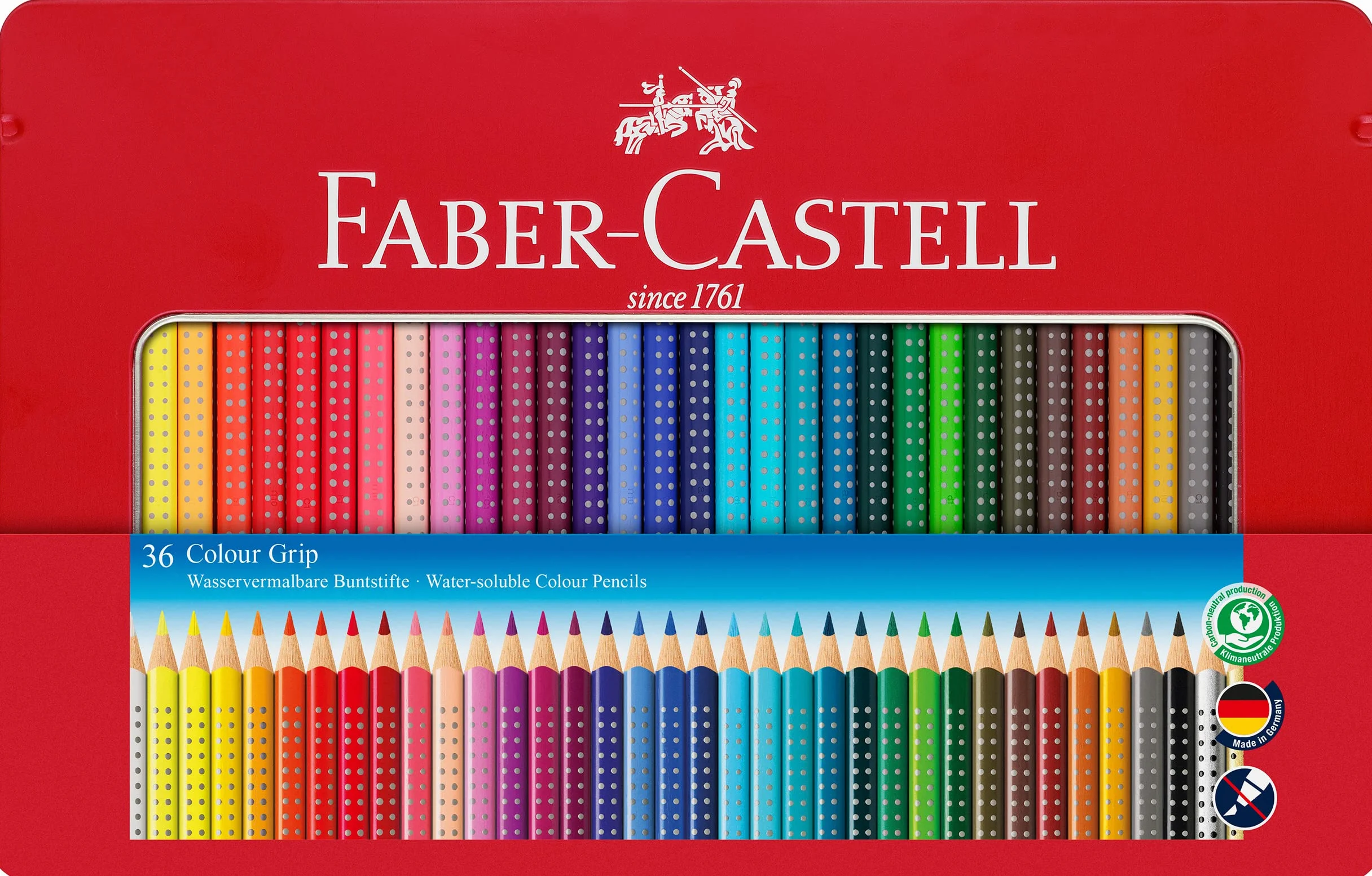 Faber-Castell 112435 - Matite colorate Colour Grip 2001, 36 astuccio in metallo