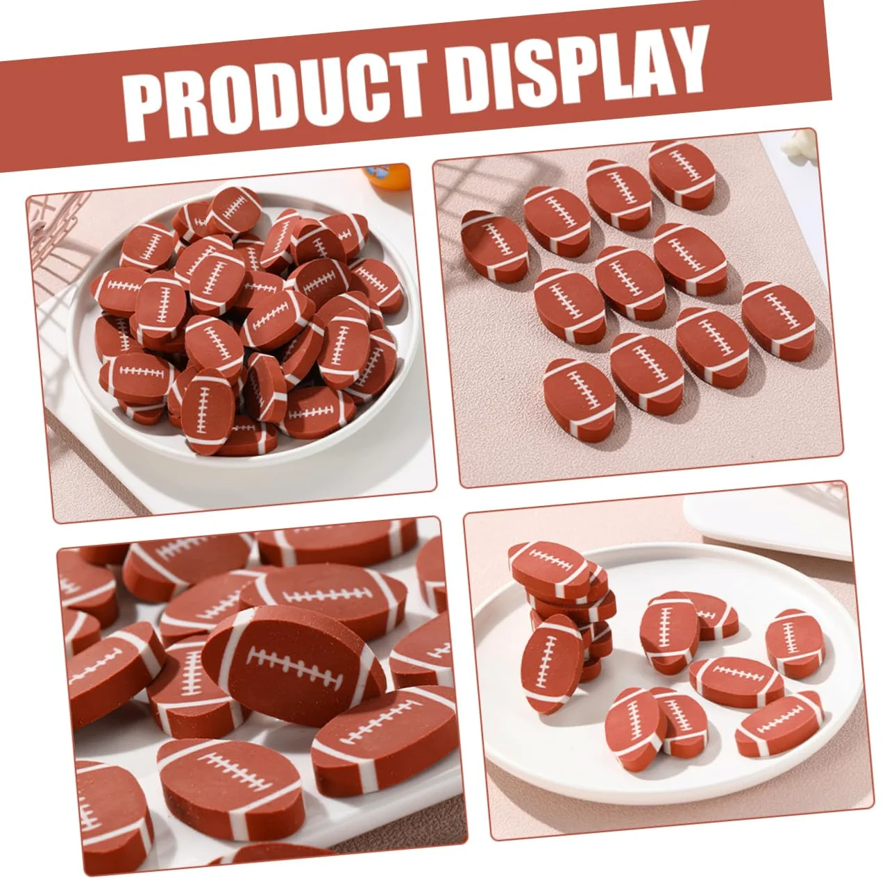 100 Gomme da Cancellare a Forma di Rugby in Tpr Marrone, Resistenti All'usura Design Creativo e Adorabile, per Studenti e Giochi su Tavolo Studio