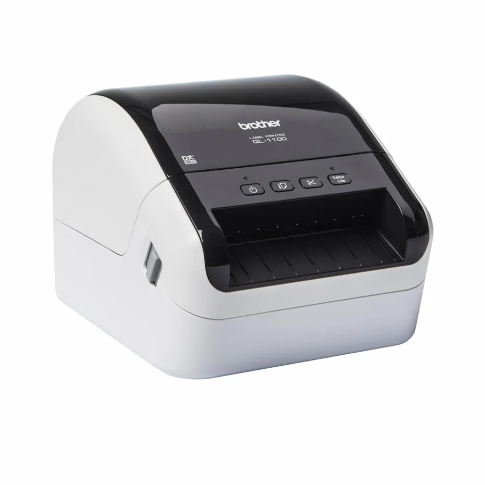 Brother QL1100C | Stampante per Etichette | Collegabile a PC | Interfaccia USB | senza Wi-Fi | Fino a 110mm/sec | Rotoli DK fino a 101,6 mm (4") | Stampa in Nero su Bianco