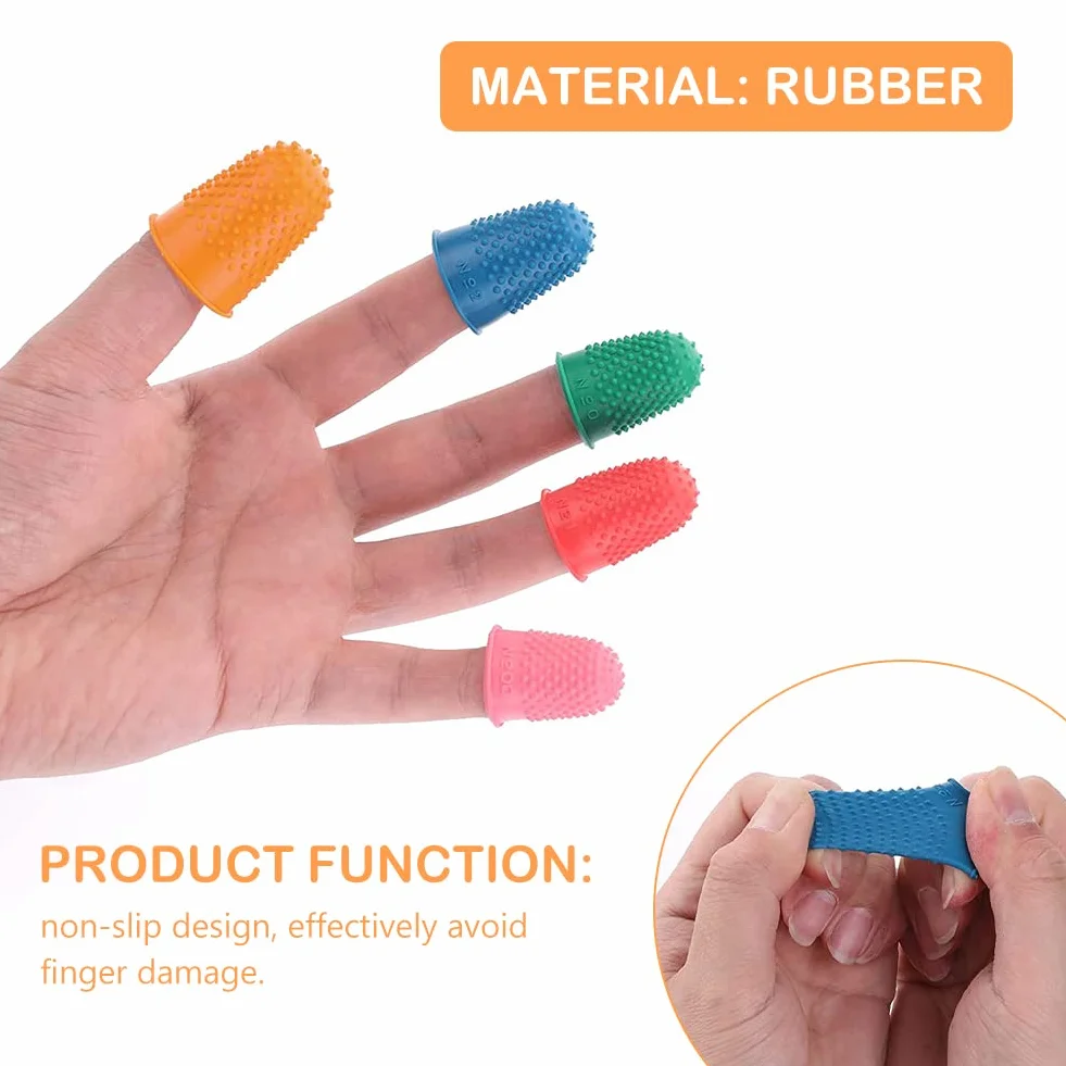 Proteggi Dita Mano in Gomma Antiscivolo Protezione Riutilizzabili 5 Pezzi 5 Colori
