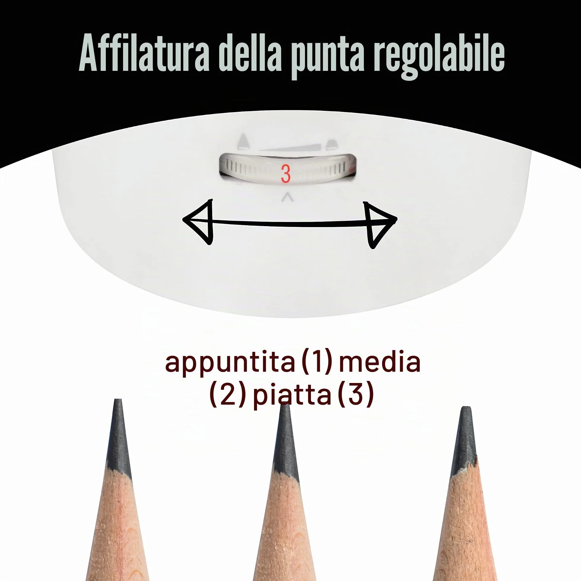 JOLLY Herbert Temperino elettrico Grande temperino elettrico per tutte le penne, anche per belle matite artistiche e matite integrali con arresto automatico bianco