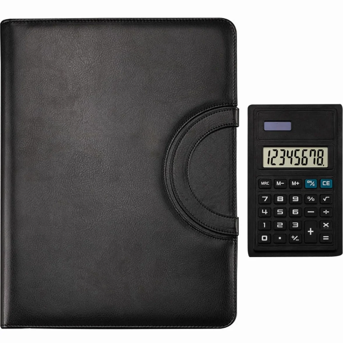 HOMSFOU Cartellina Portfolio PU con Chiusura Cerniera Organizzatore Documenti per Ufficio e Scuola Elegante e Professionale Facile Trasportare Include Blocco Note e Calcolatrice