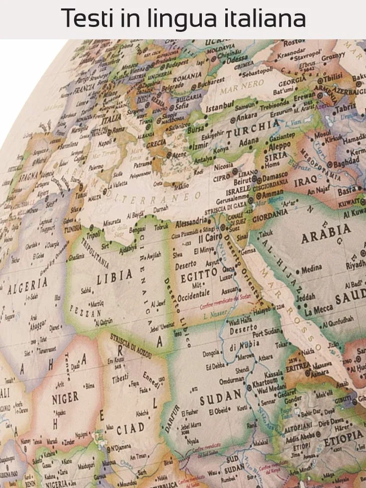 Tecnodidattica - Mappamondo National Geographic Neon Executive | Cartografia Fisico-Politica in Stile Antico | Luminoso e girevole | Base in vero Legno di Rovere | Testi in Italiano | Diametro 30 cm