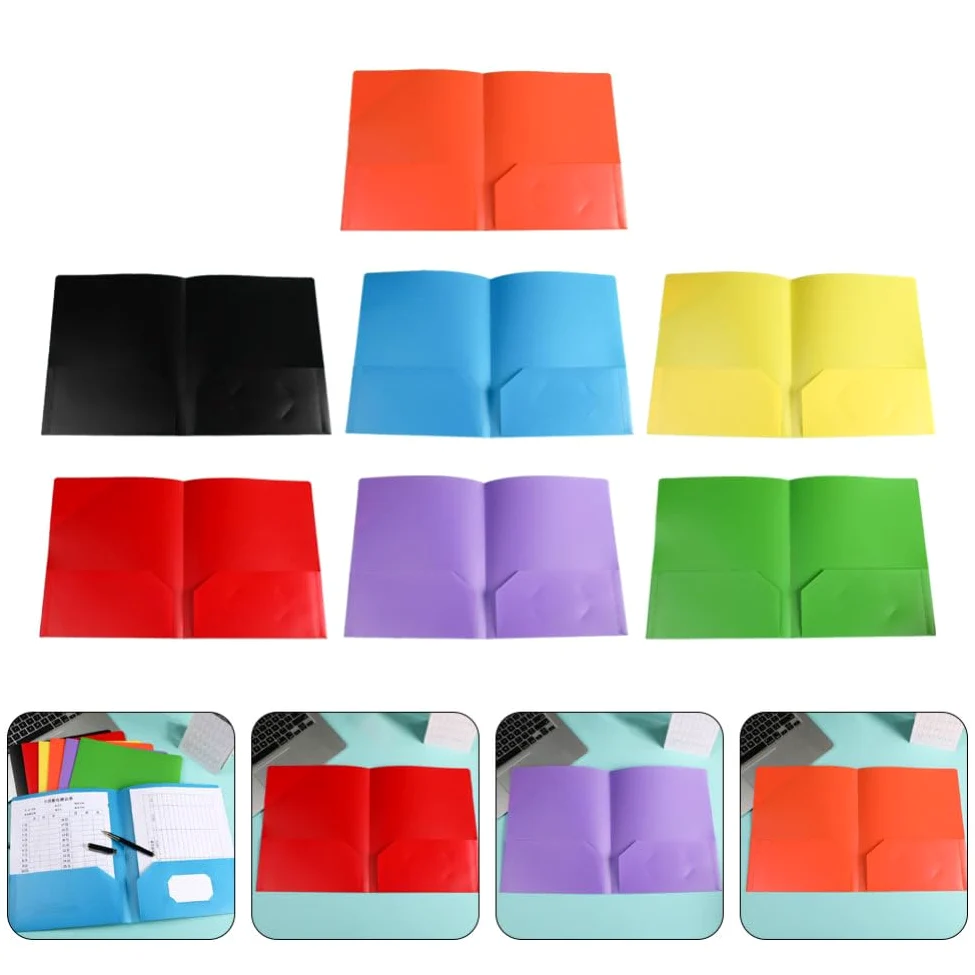 7pezzi Cartelline Plastica Con Doppie Tasche Organizer Per Documenti Per Ufficio e Scuola Diverse Colorazioni Arancione Per Gestire File e Presentazioni