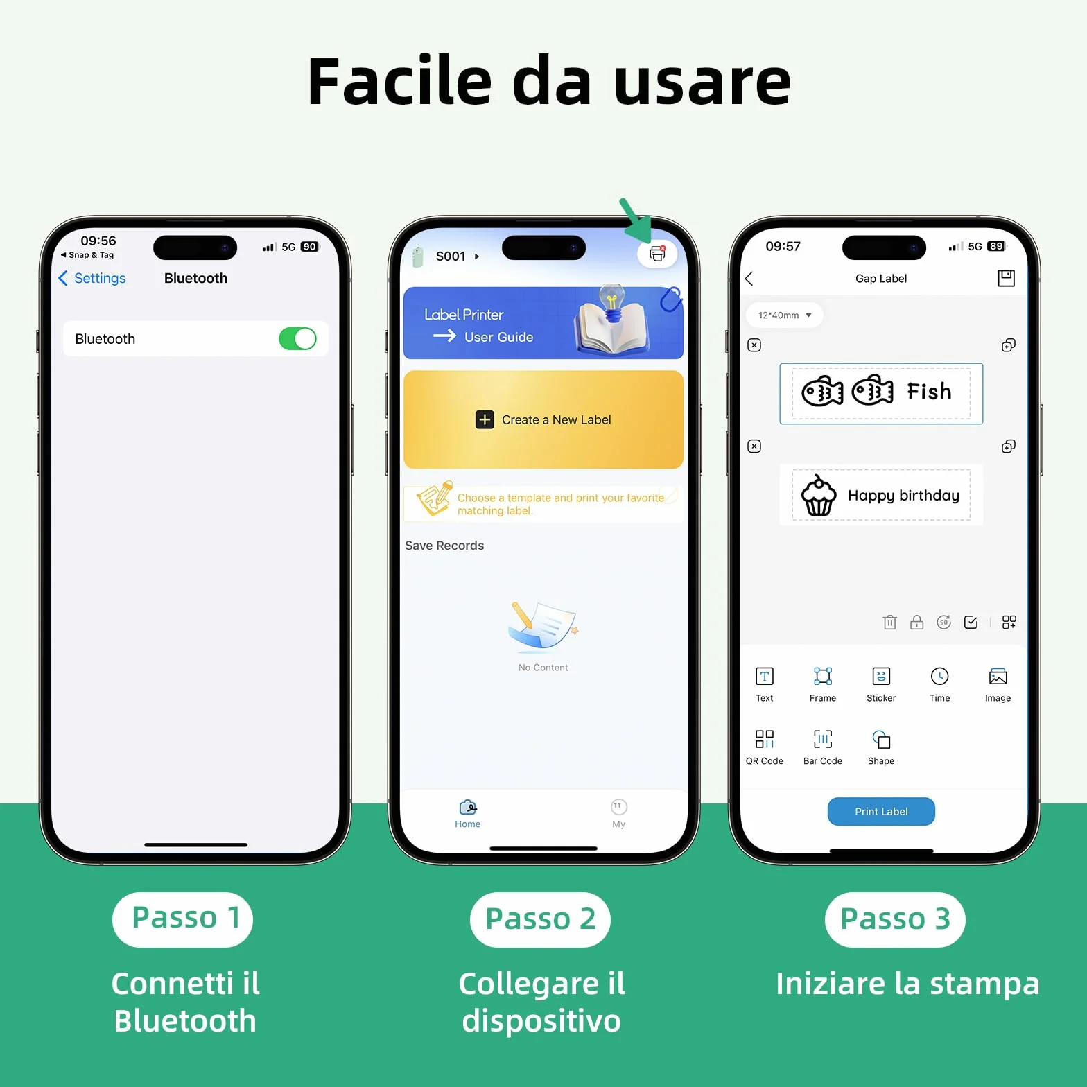 ORGSTA S001 Etichettatrice Bluetooth 2000mAh Mini Termica Portatile Stampante Etichette Adesive