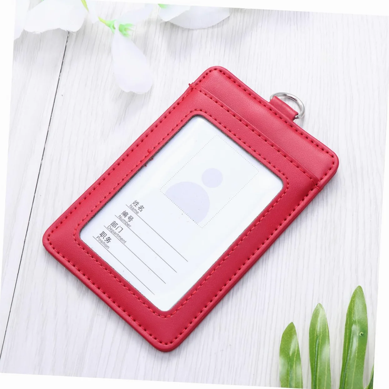 Tofficu Porta Badge Verticale Da 3 Pezzi Con Custodia in Pelle Porta Badge Con Cordino Clip Girevole Rosso