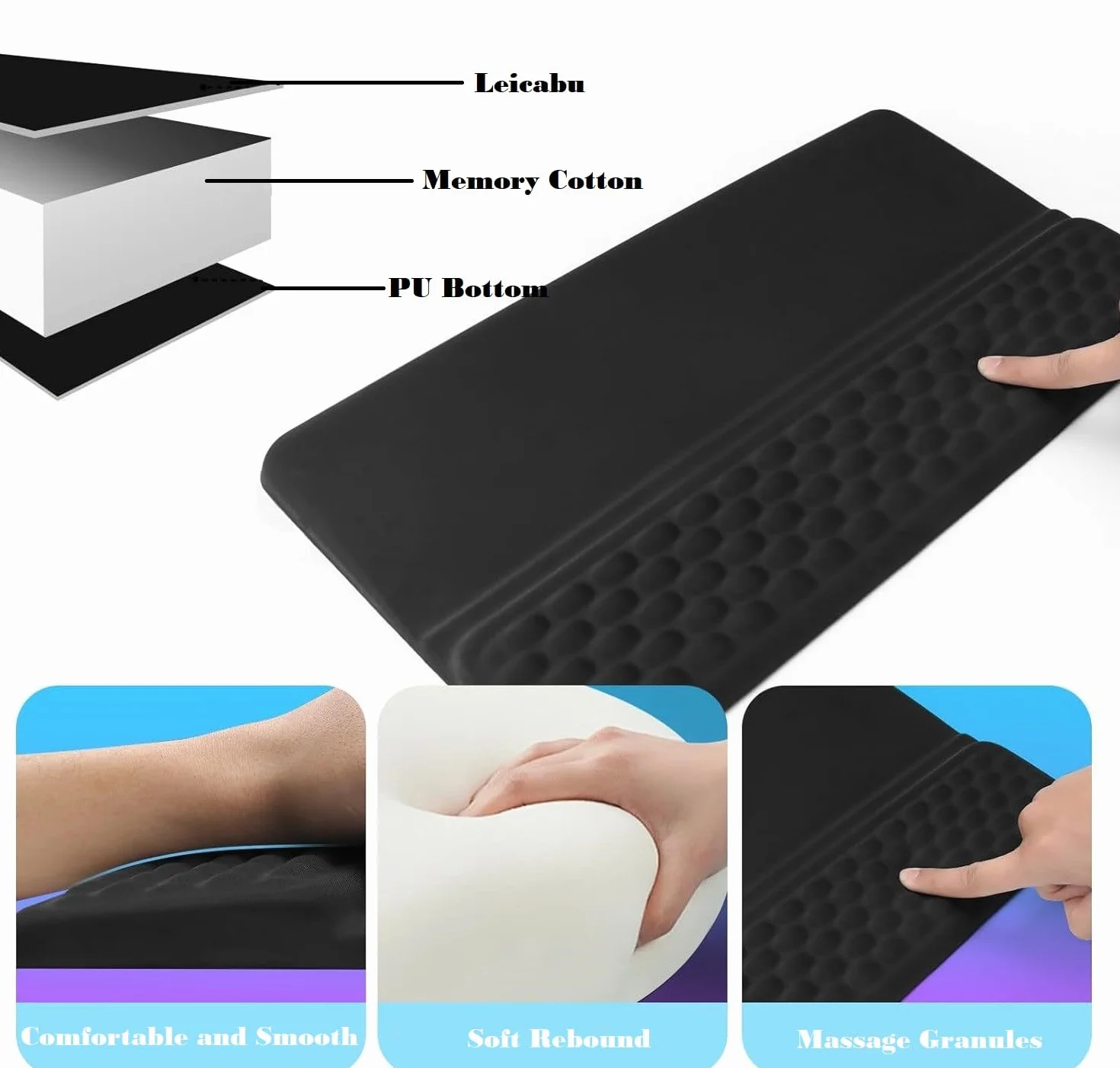 Supporto Tastiera Pc con Poggiapolsi,Poggiapolsi Tastiera Ergonomico per Tastiera,Ufficio,Casa,Adatta a Tutte le Dimensioni Della Tastiera