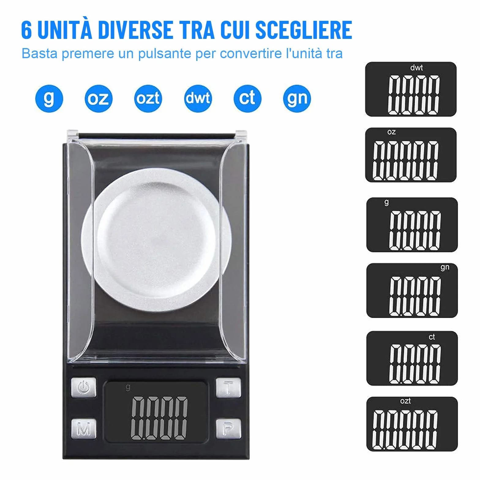 UNIWEIGH Milligrammo Scala 50g/0.001g Precisione Mini Carat Gram Bilancia Tascabile con Tara Display LCD