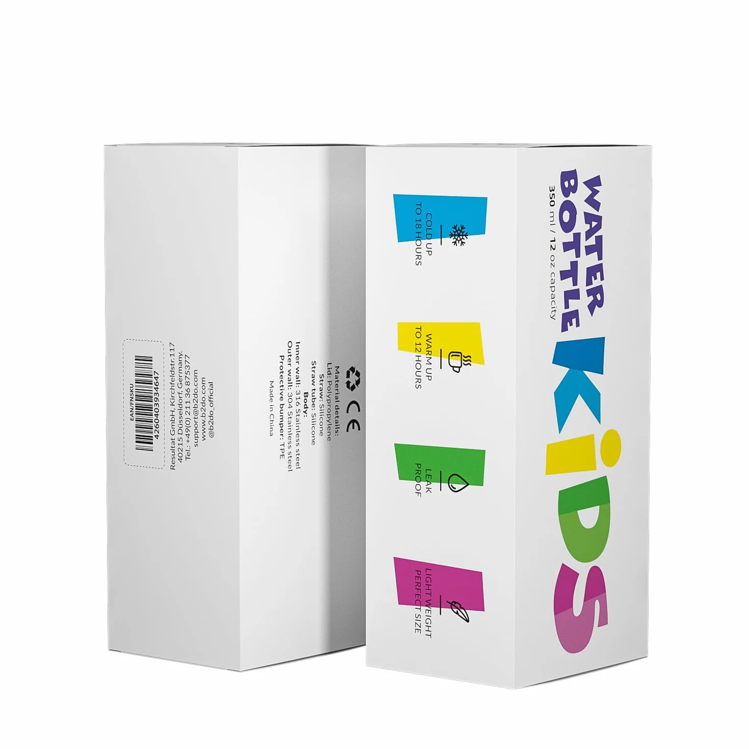 Borraccia Acciaio 316 Inox Doppia Parete 350ml Unicorno Rosa Bottiglia Termica per Bambini Isolata