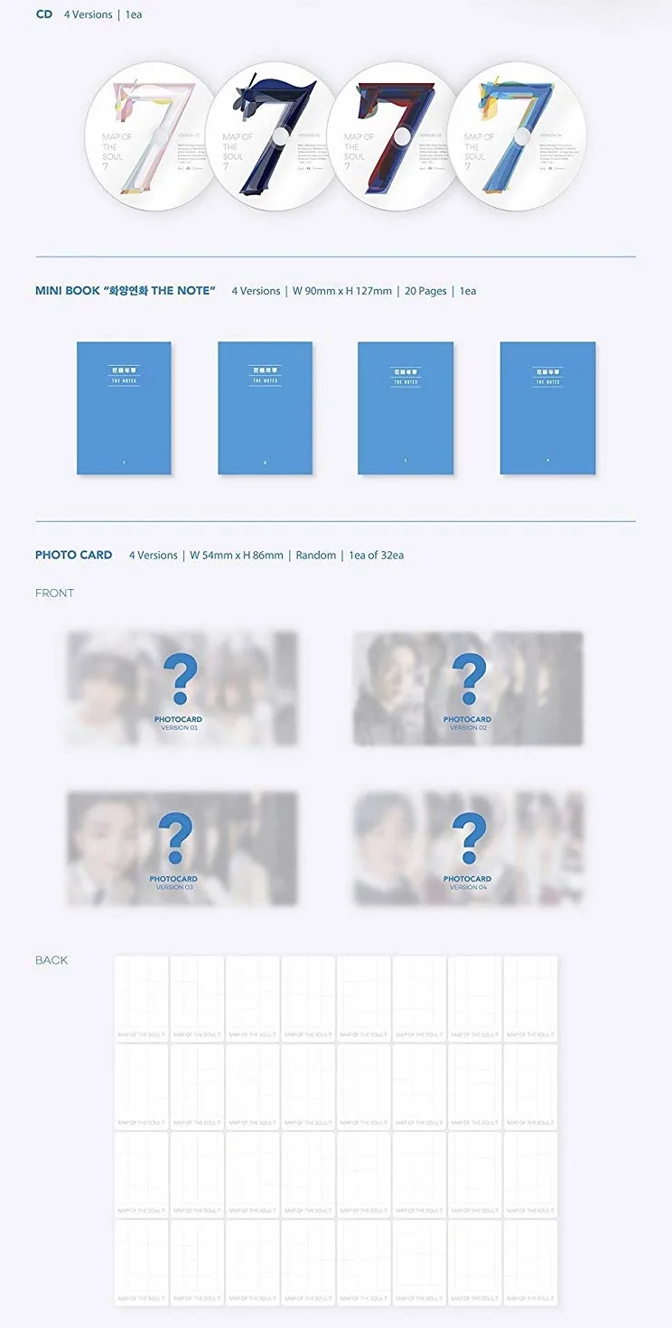 Bighit - BTS Bangtan Boys, Map of the Soul: 7 album + poster + set extra photocard Random Ver.