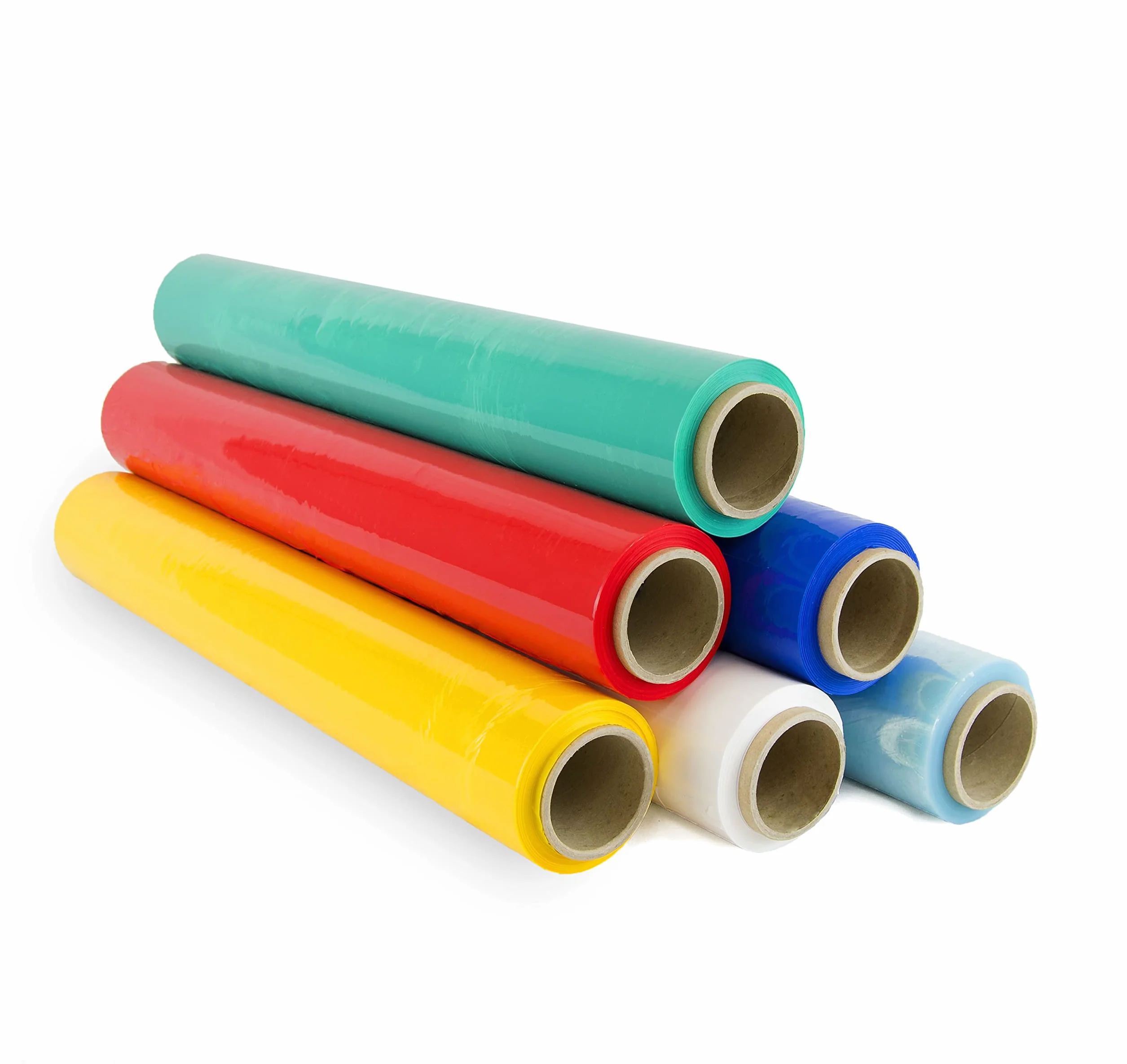 Pellicola per imballaggio 50 cm di larghezza e stirabile fino a 300 metri di lunghezza – Rotolo di pellicola elastica manuale per imballaggio industriale (36 rotoli, multicolore)