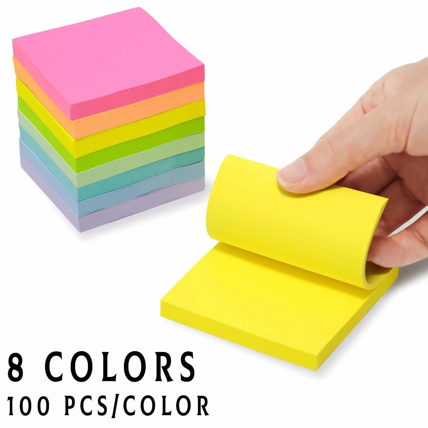 AiTodos® 800 Foglietti Adesivi, 8 Libri 100 Fogli, 8 Colori per Scuola Casa Ufficio