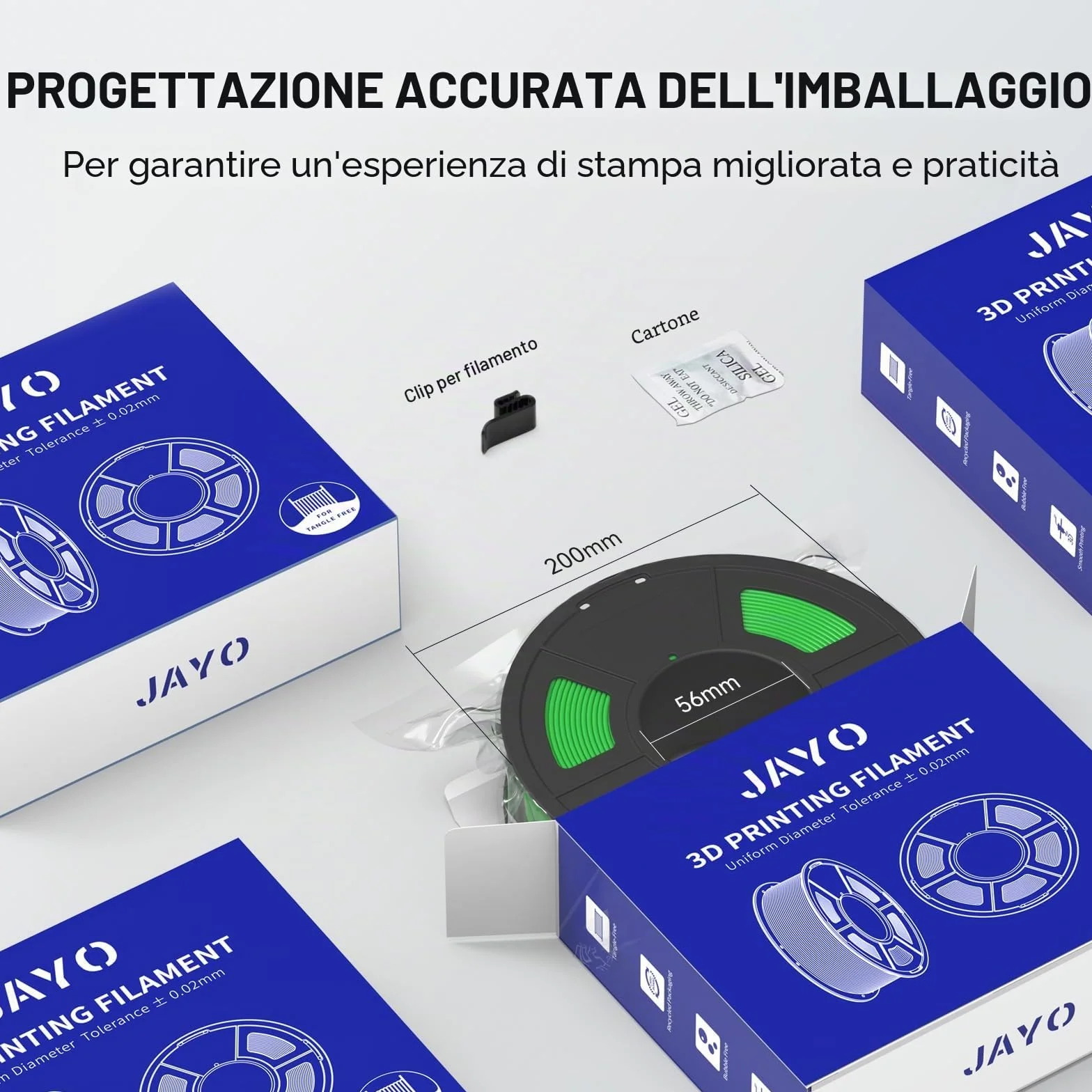 JAYO Filamento TPU 1,75 mm Nero 0,5 KG Shore 95A Precisione +/-0,02 mm