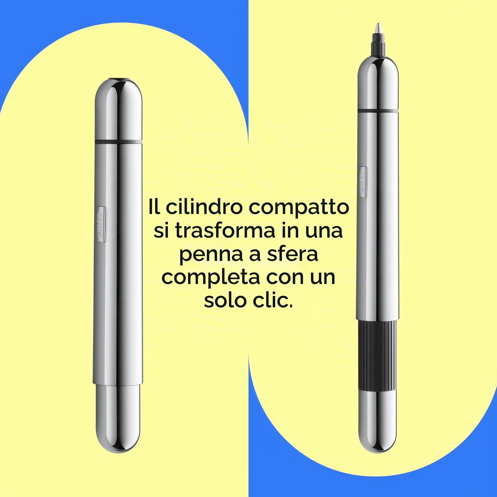 Lamy pico chrome penna a sfera - sfera tascabile innovativa - con un solo scatto a misura naturale - involucro in metallo e larghezza di tratto M - refill M 22 in nero incl.