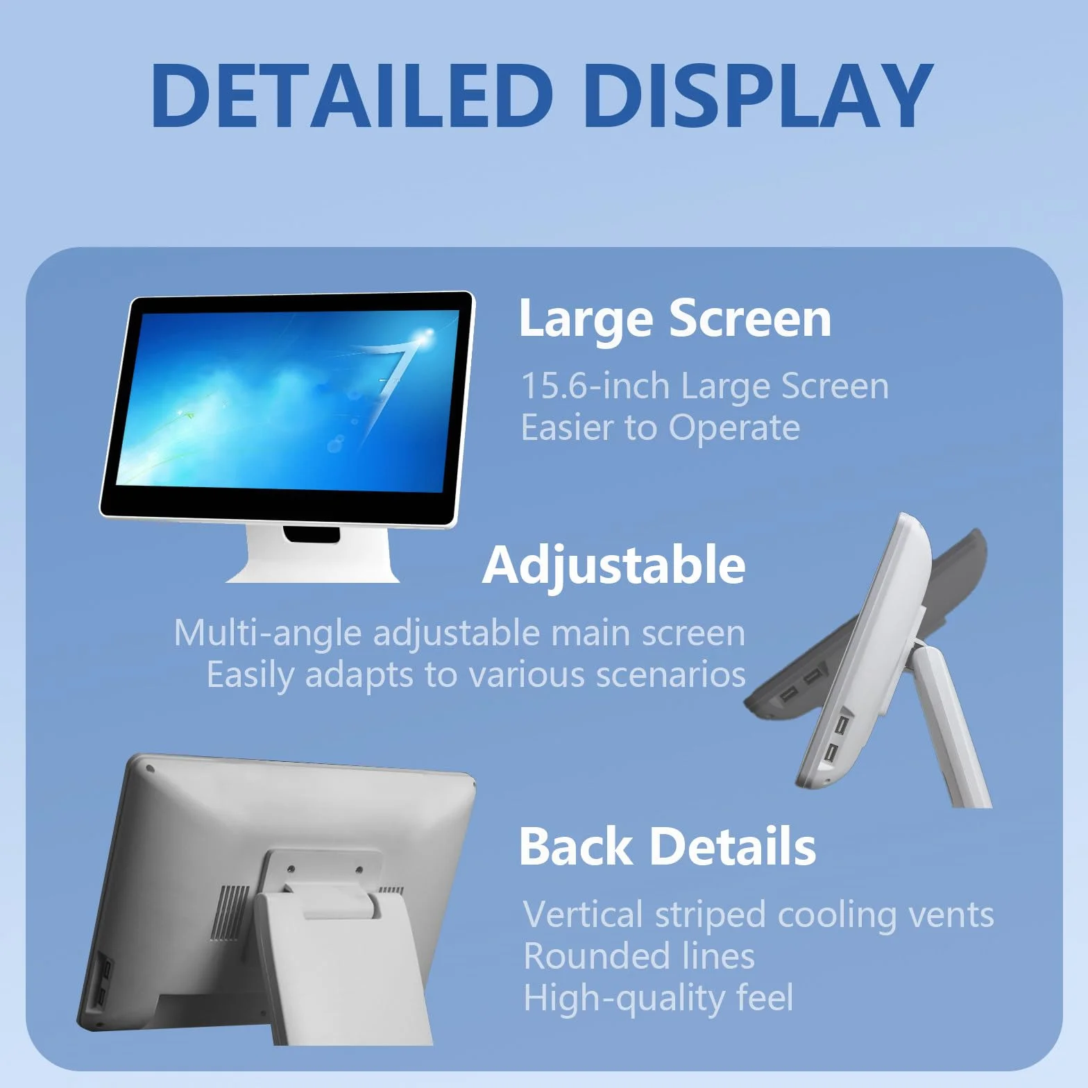 Egistratore di Cassa Commerciale-Sistema POS con Schermo Tattile 15.6" FHD-Registratore di Cassa Touchscreen -4g + 64g- Cassa Professionale per Ristoranti e Negozi