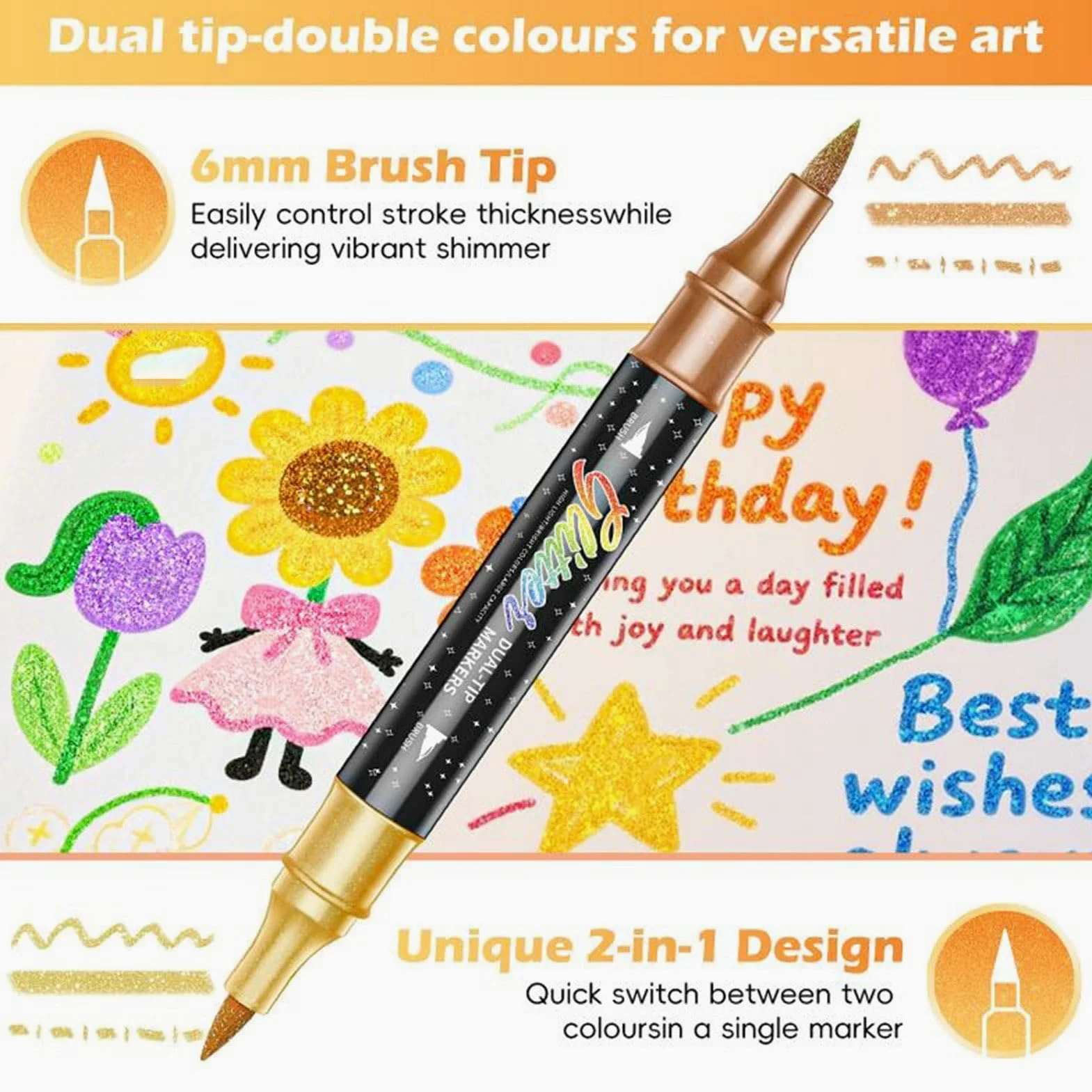 Pennarelli da Disegno Punta fine a pennello, senza sbavature | Pennarelli Colorati per Arte, Disegno e Pittura per Lavori Manuali, Scuola, Casa, Asilo, Journaling, Scrapbooking, Schizzi,