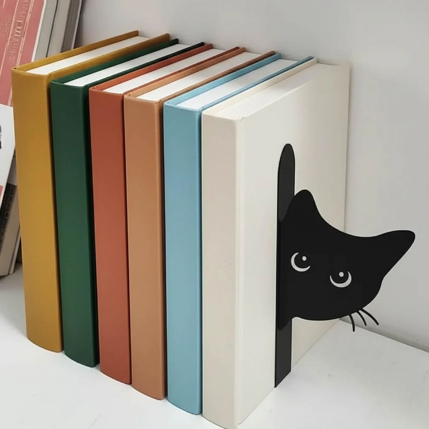 Fermalibri Gatto in Metallo 2 Pezzi Nero