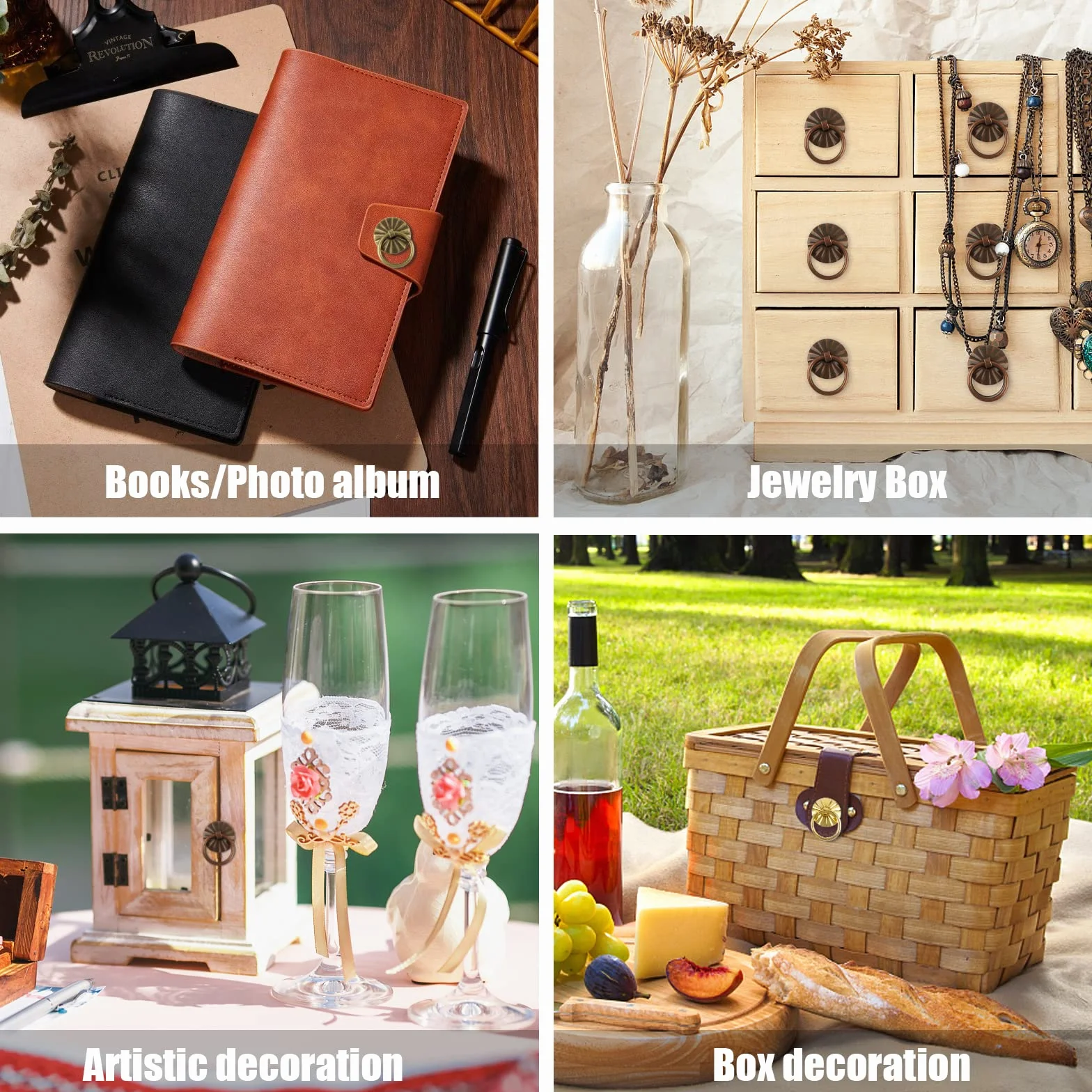 BETESSIN 40pz Fermacampioni in Metallo Mini Brads con Anelli di Estrazione per Cassetto Armadietto Borsa
