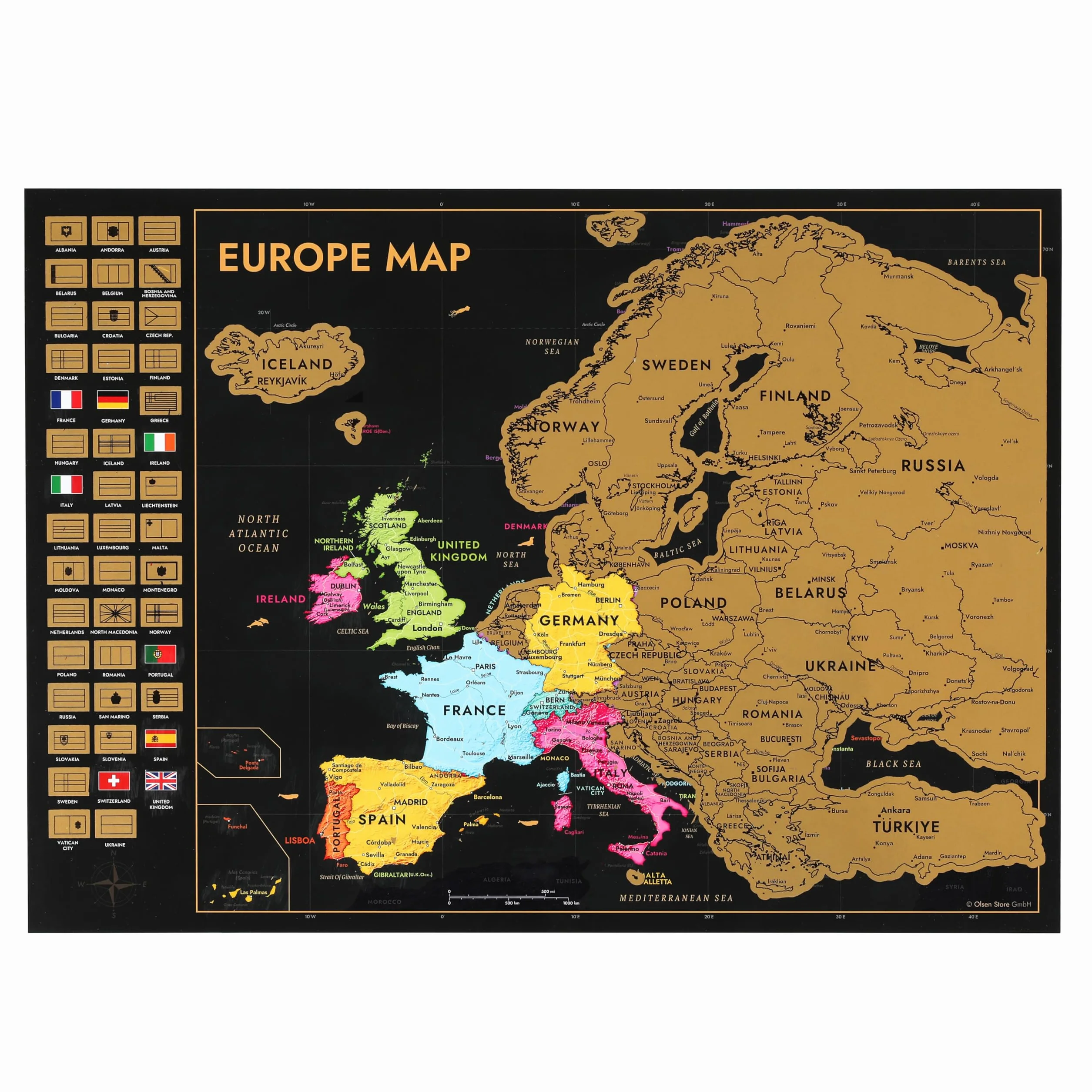 Mappa del mondo da grattare 61 x 43 cm poster da parete regalo per viaggiatori