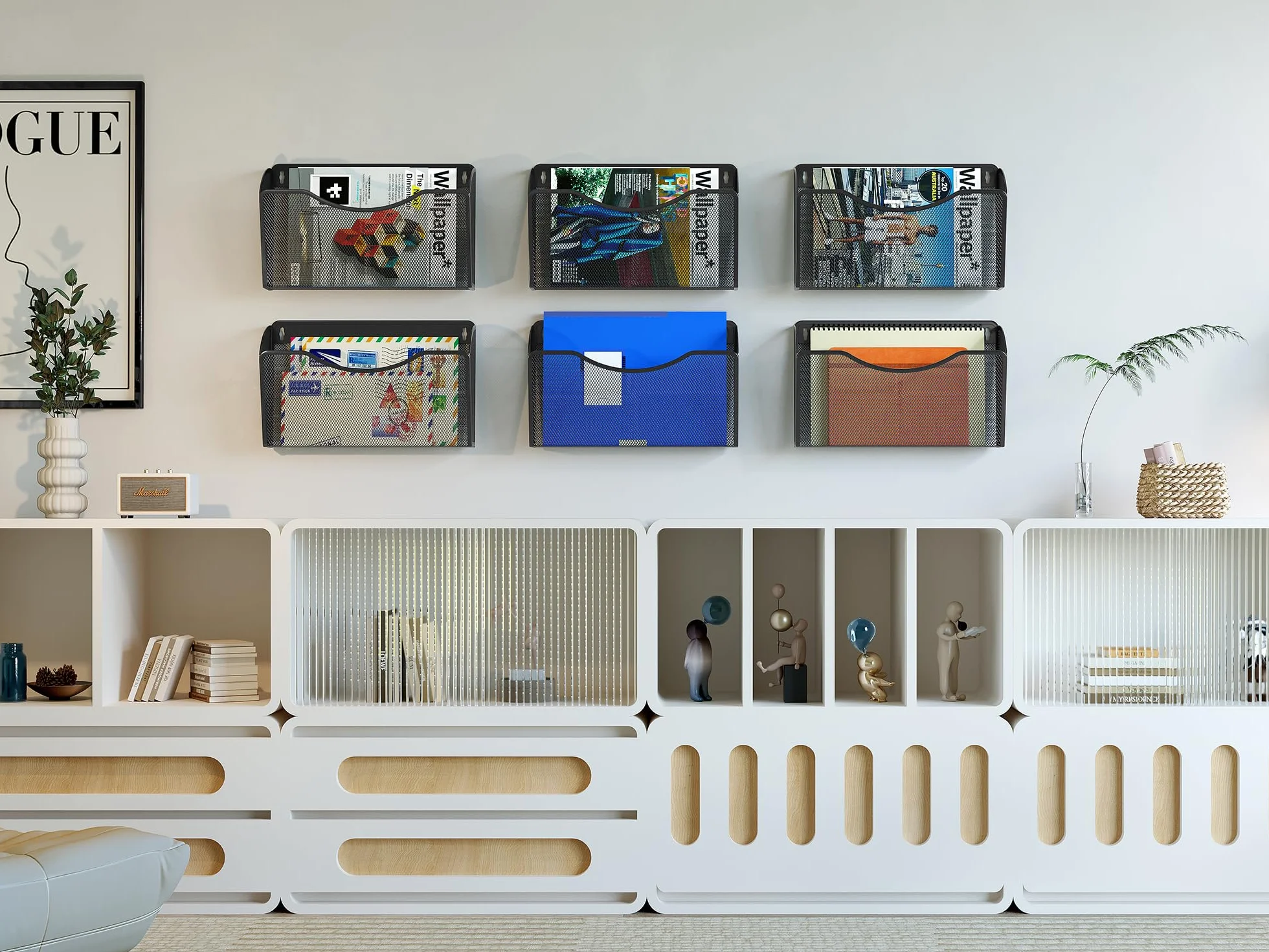 EasyPAG Portadocumenti a Parete A4 3 Tasche Orizzontale Metallo Rete,Portariviste a Muro,Porta Lettere da Appendere,Organizzatore Posta da Muro per Ufficio & Casa,Nero