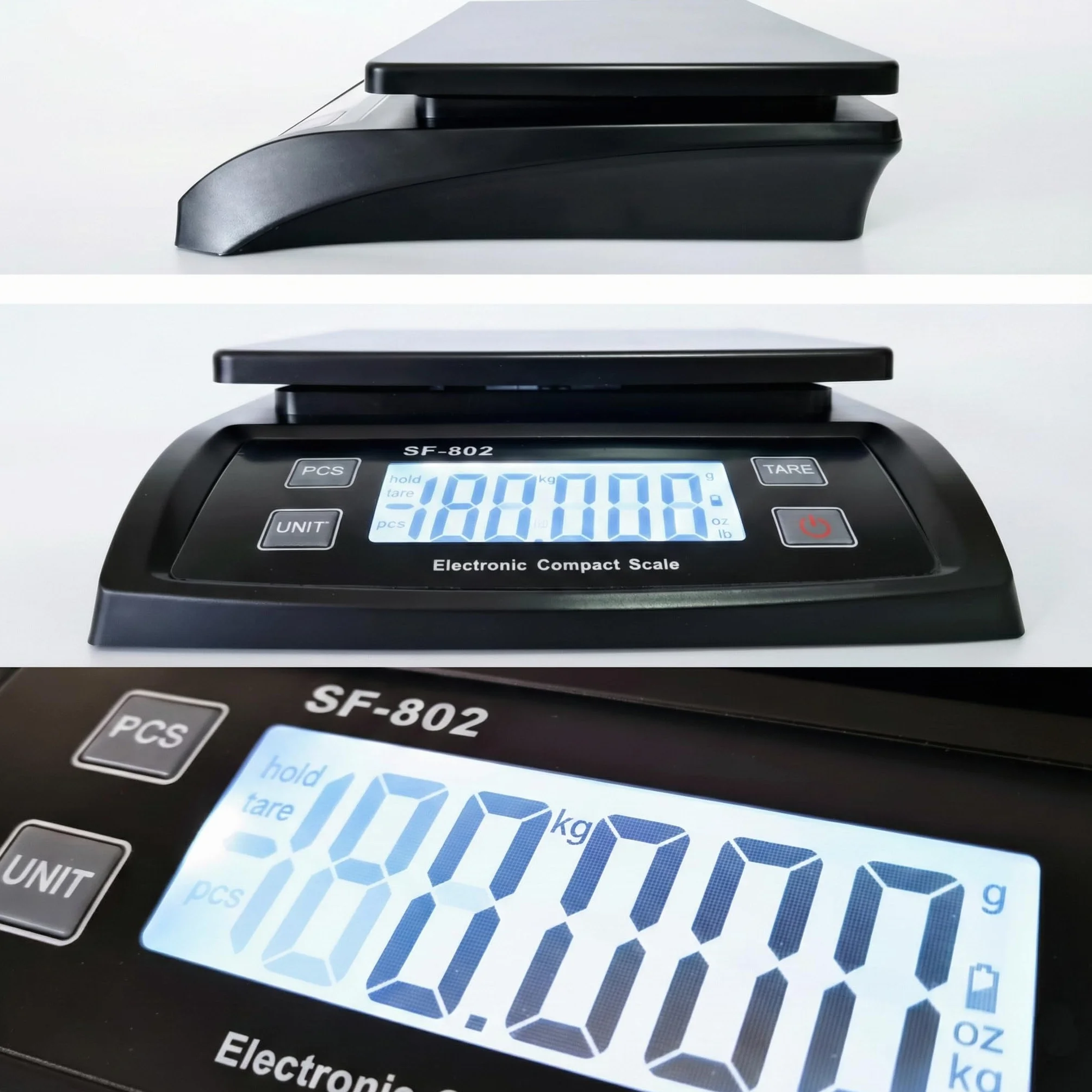 Eosphorus Bilancia Pesapacchi Digitale fino a 30kg, Bilancia Postale di Precisione per Spedizioni e Pacchi, Display LCD, Funzione Tara e Hold, Unità kg/lb, Alimentatore Incluso e Batterie