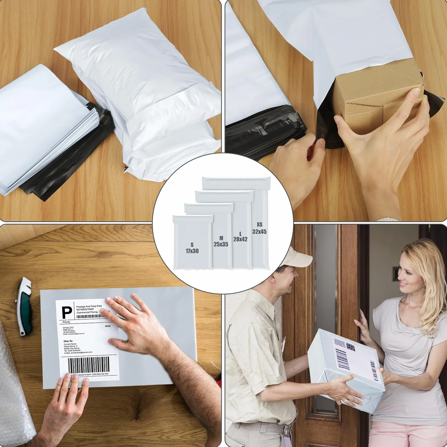 KOMABLEN 120 Buste Autoadesive per Spedizioni Vinted, 4 Taglie, Impermeabili Opaqui PE Pacchi per Spedizioni Scarpe, Libri, Abbigliamento