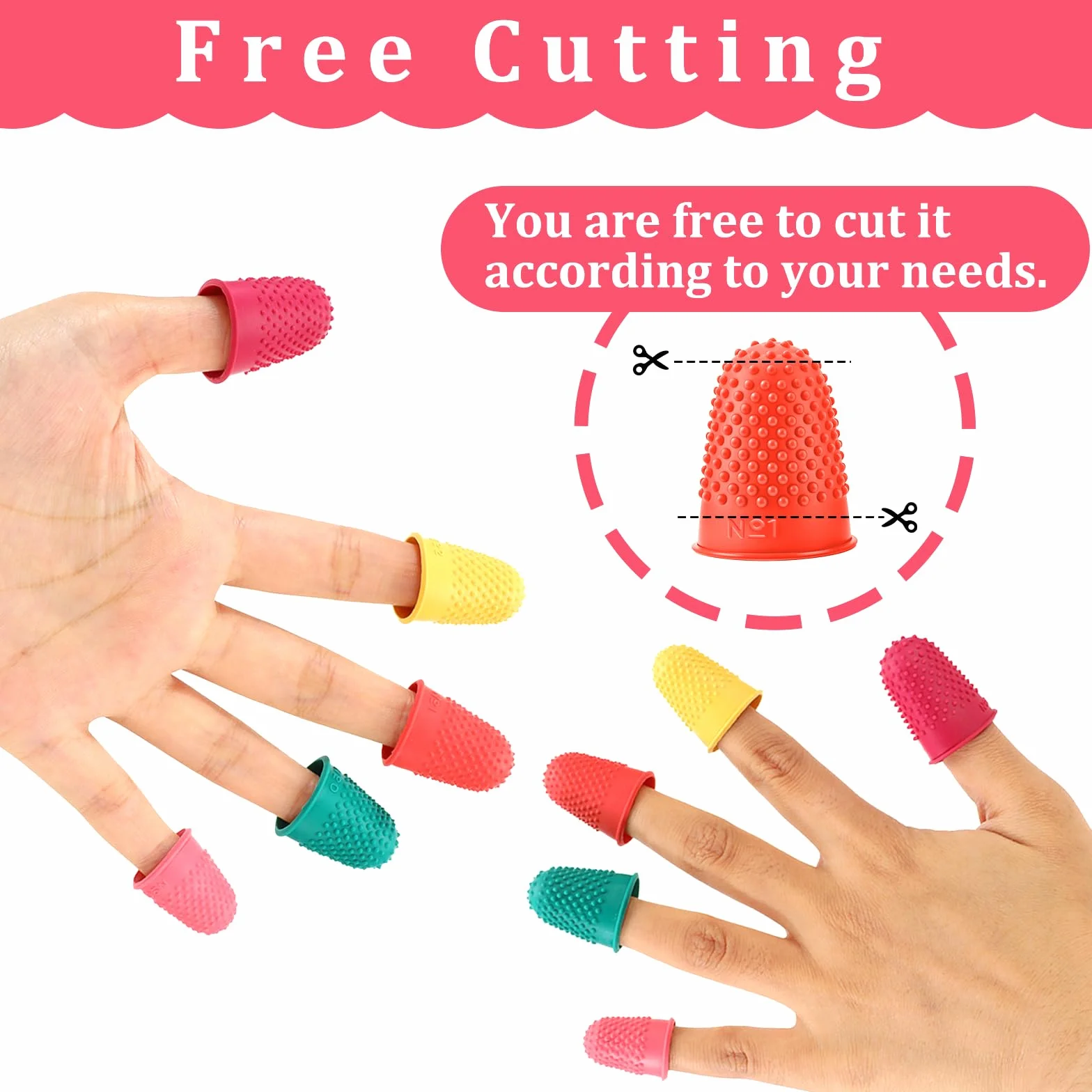Protezioni per dita in silicone riutilizzabili, 5 misure e colori, per contare denaro e scrivere