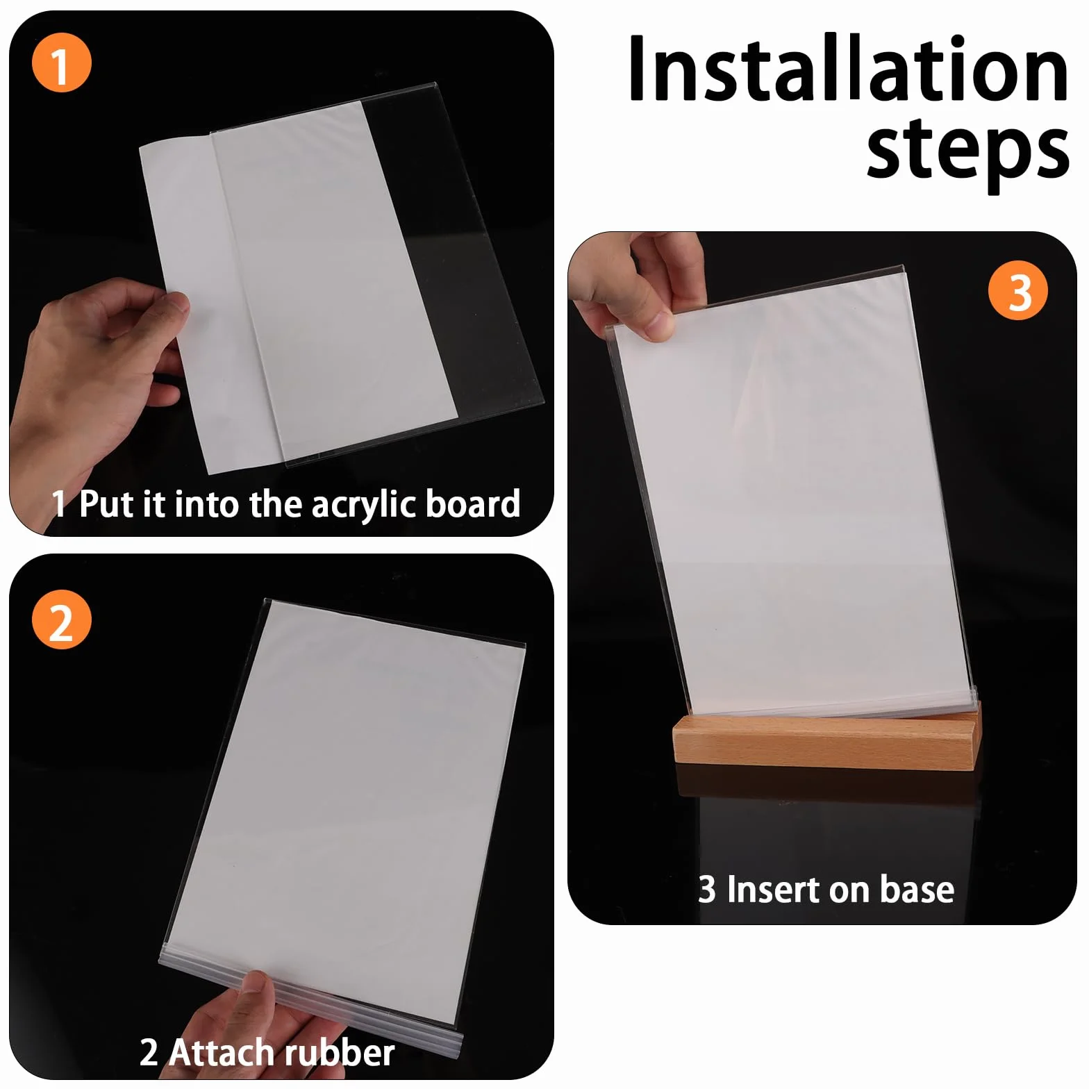5 espositori da tavolo A5, in legno, formato A5, con base in legno, supporto da tavolo a forma di T, formato verticale, doppio lato, supporto in acrilico per ristoranti, ufficio, caffetteria