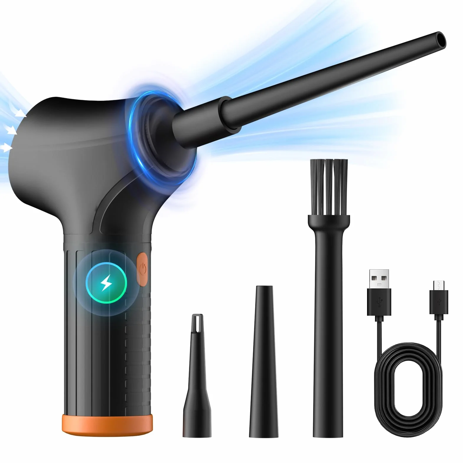 Spolverino ad aria compressa, pulitore soffiatore portatile a 3 Velocità per PC, Air Duster ricaricabile senza fili per laptop, tastiera, Alternativa Allo Bomboletta Aria Compressa Spray