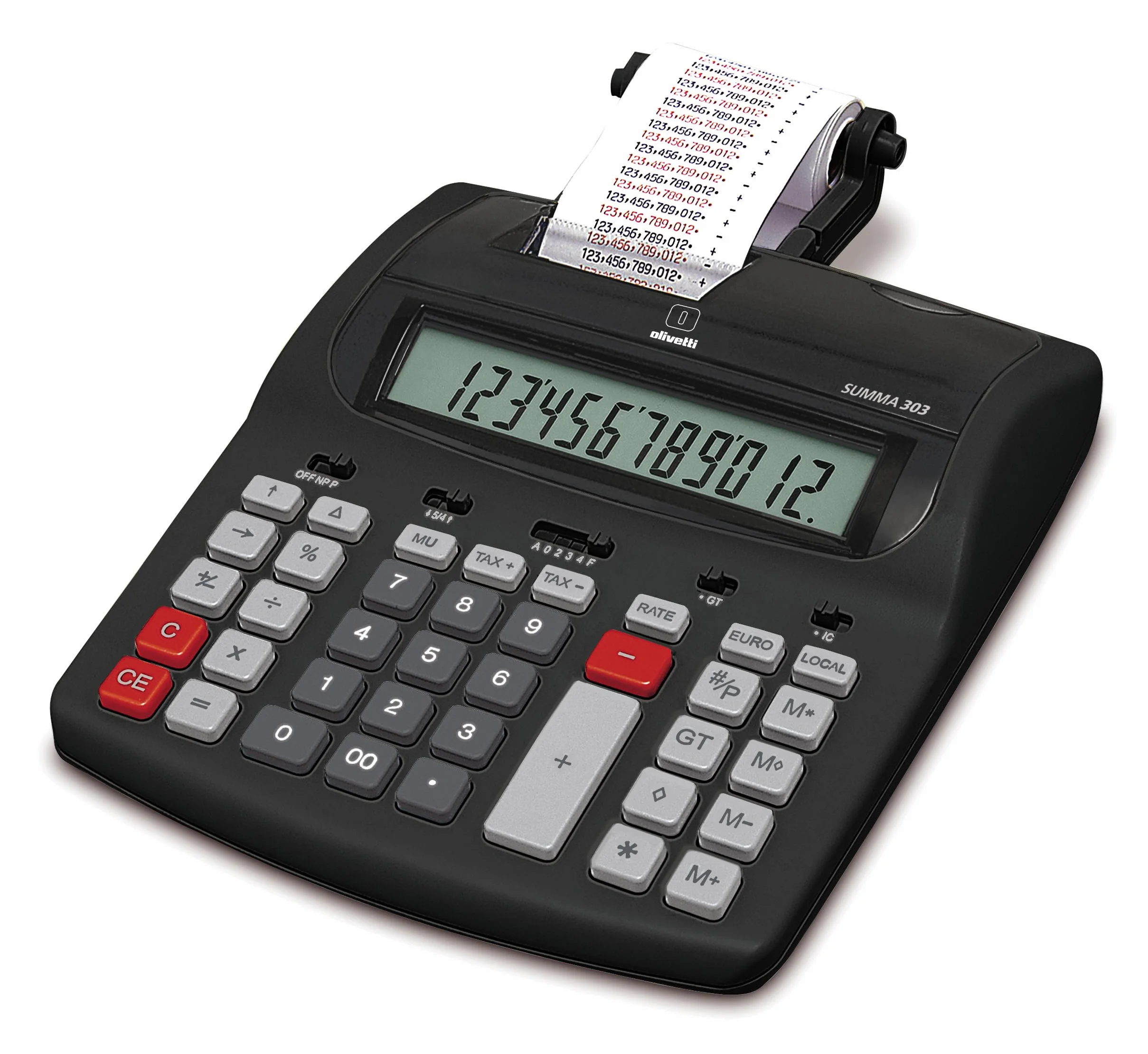 Olivetti Summa 303 - Calcolatrice da tavolo, Display a 12 cifre con funzione SAVING, nero