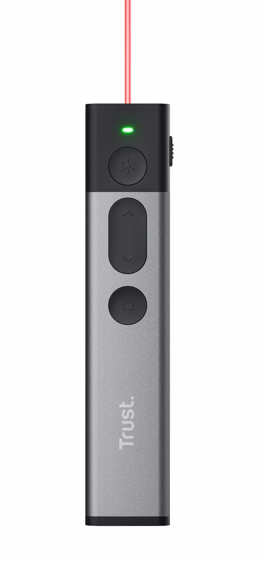 Trust Kazun Dispositivo per Presentazioni Wireless, Design Moderno Ultrasottile, Portata del Segnale Wireless 30 metri, 4 Funzioni PowerPoint, Porta USB, Windows 10, 11, Grigio