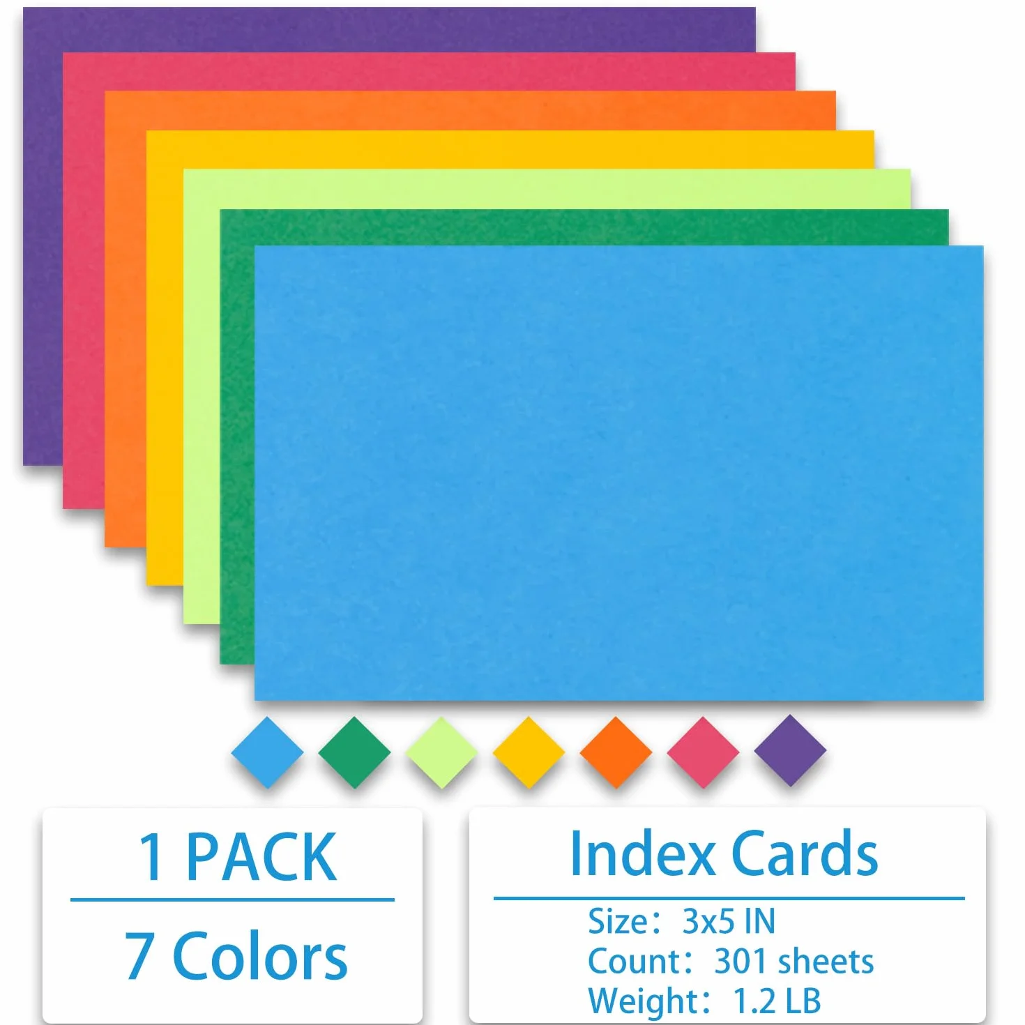Cartoncino 301 pezzi 3x5 pollici (7,62x12,7 cm) schede flash 7 colori carta pesante 180 gsm studio multicolori