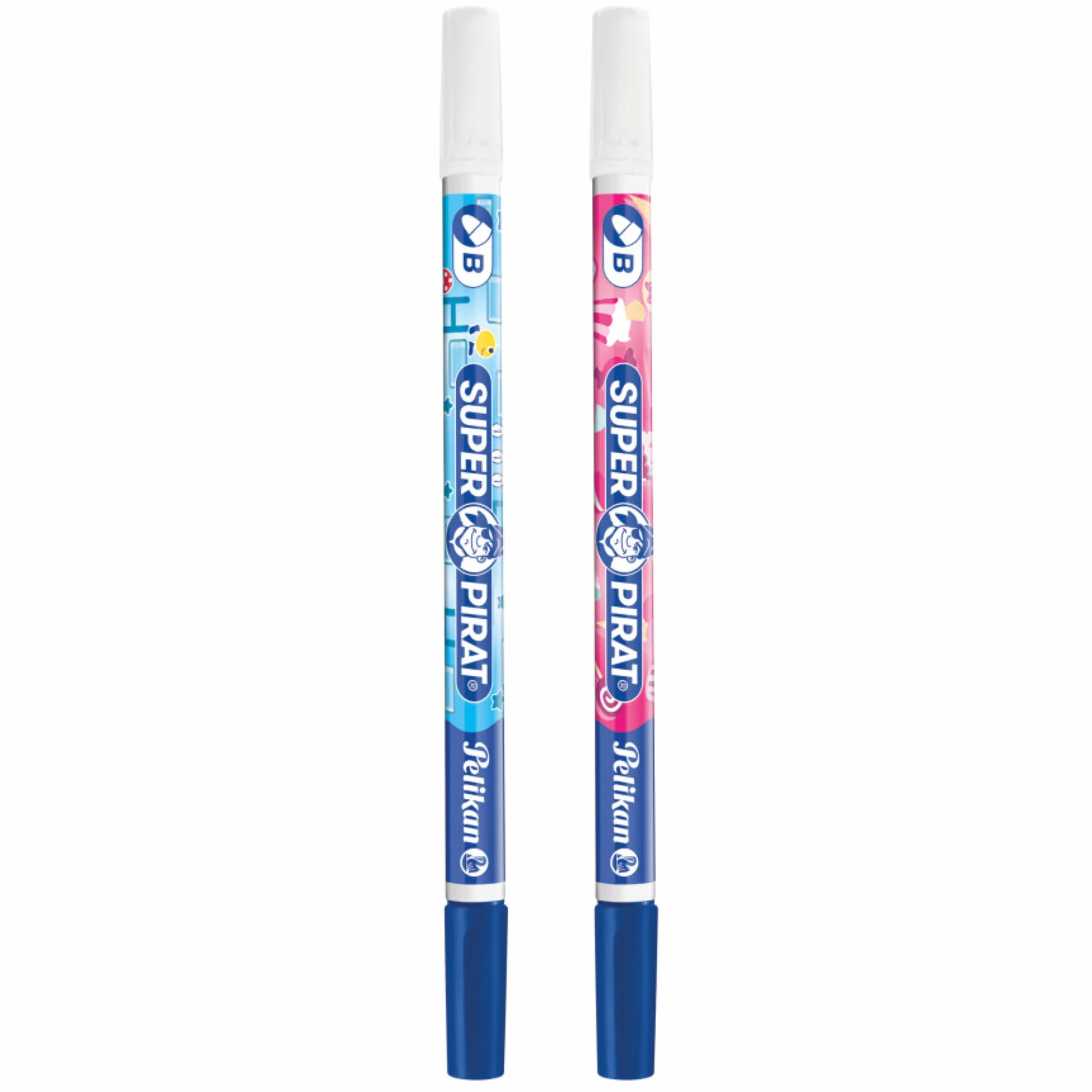 Pelikan Cancellino Inchiostro Super Pirat 850B/2/B Doppia Punta, Correttore a Penna Punta B, 2 Pezzi, Rosa - Blu
