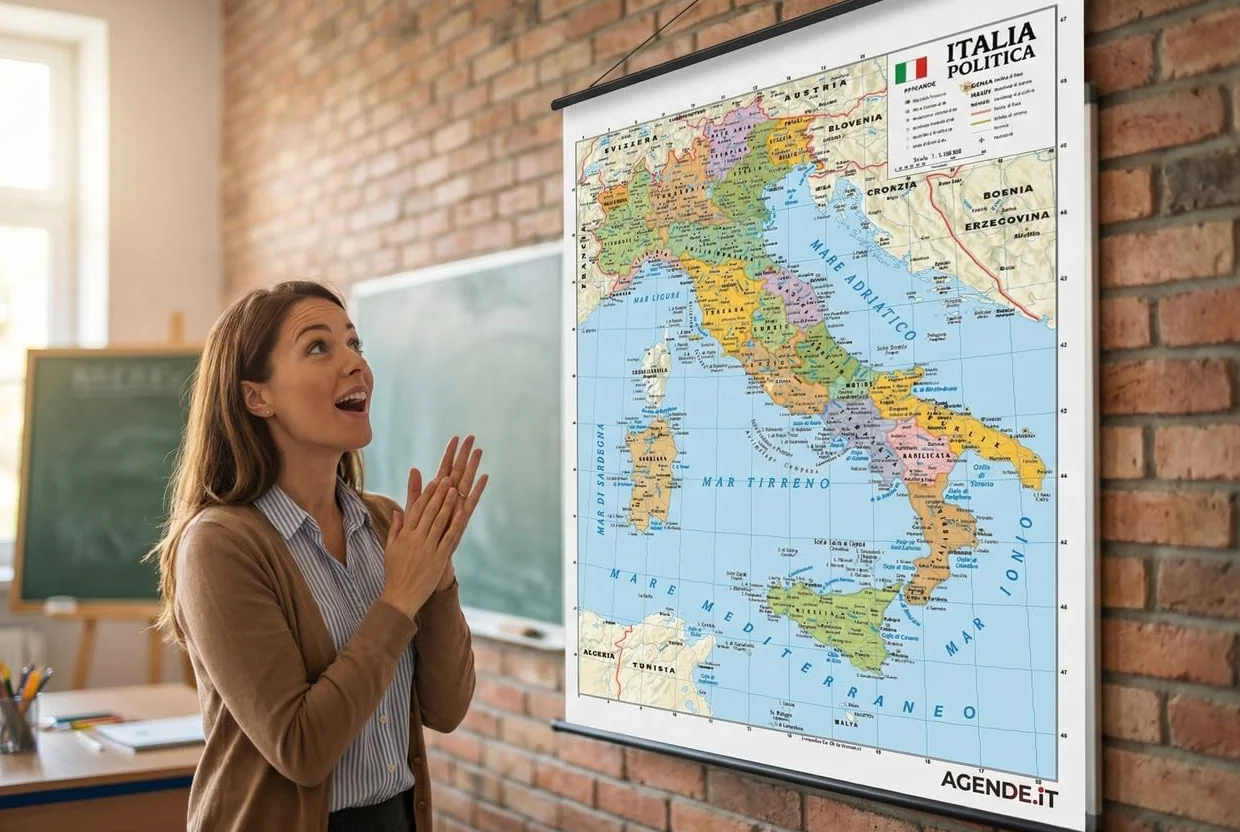 Carta Geografica Murale Italia Bifacciale Fisica Politica 100x140 cm Plastificata Scala 1:1.100.000