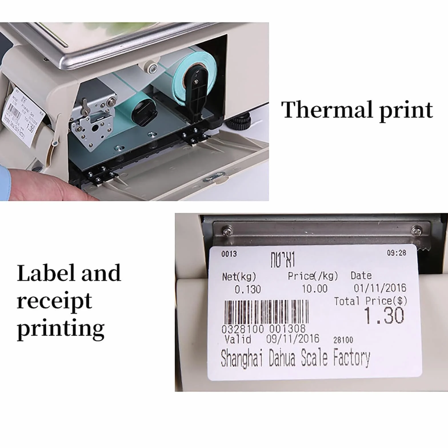 Bilancia Commerciale per Stampa Etichette 30 kg con Display Fronte-Retro