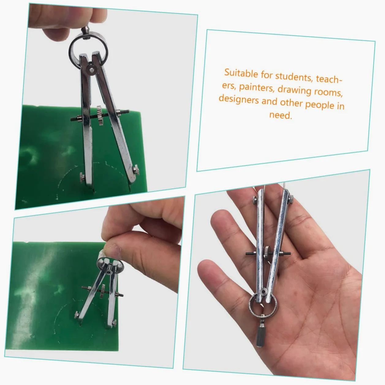 NUOBESTY 4 Pz Bussole Compasso Geometrico Strumento Di Disegno Del Cerchio Bussola Per La Matematica Compasso a Matita Acciaio Inossidabile Maggiore Alunno Materiale Scolastico