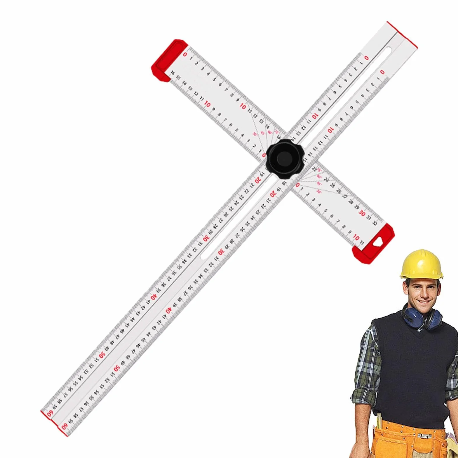 Strumento – Righello angolare combinato – Righello quadrato di precisione | a T, in lega di alluminio, righello per la misurazione della scrittura e architetto per la lavorazione del legno e la casa