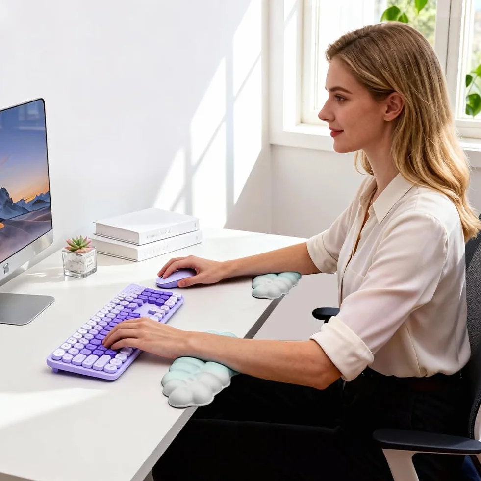 Tastiera a forma di L con poggiapolsi ergonomico per PC gaming e computer