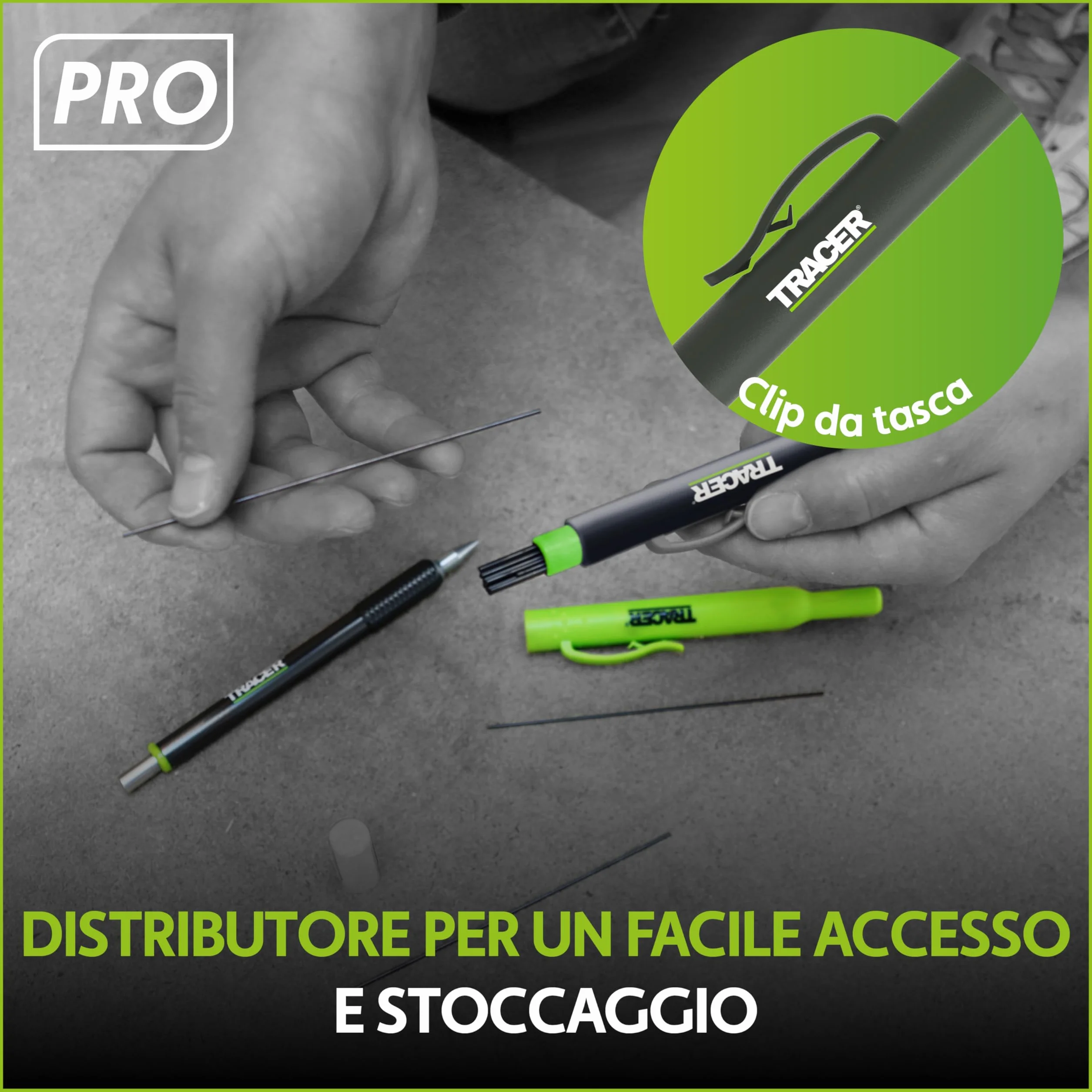 Tracer Pro Series Set di mine di ricambio per matita di precisione 24 x 1,3 mm grafite