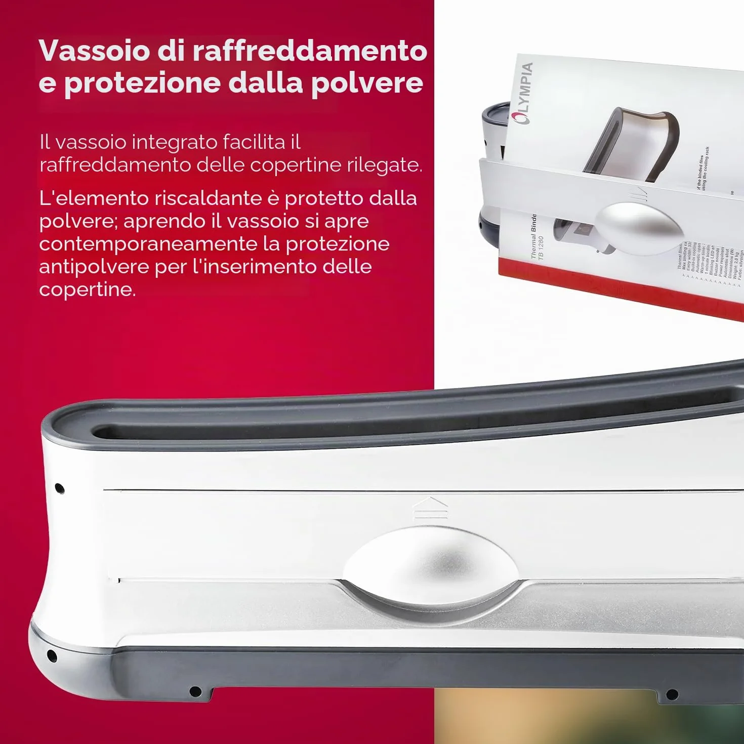 Olympia TB 1280 - Termorilegatrice, spegnimento automatico dopo 90 minuti di attesa