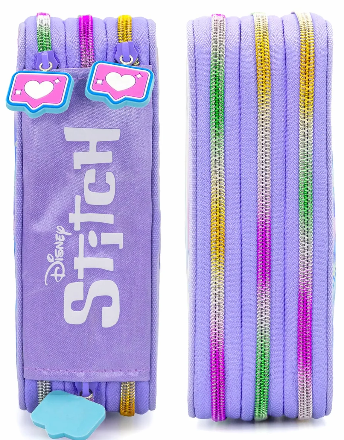 Clondo Astuccio Scuola 3 Scomparti Completo Stitch Fan 46 Accessori Kit Cancelleria Penne Gel Cancellabili Pennarelli Pastelli Colla Evidenziatore