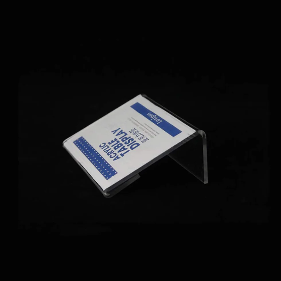 100 mini supporti espositivi in acrilico, 4 cm x 2 cm, per etichette di prezzi, biglietti da visita, cartelli ed etichette